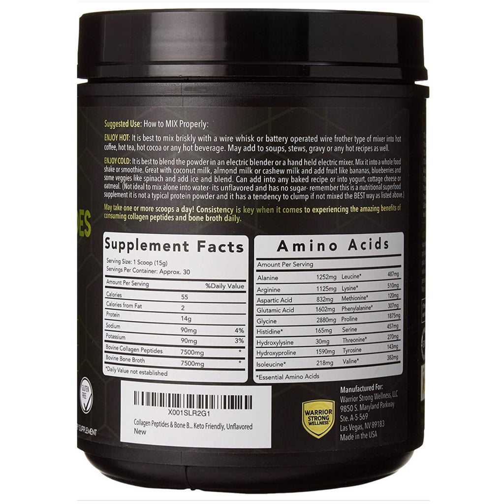 Warrior Strong Wellness Premium Collagen Peptides Bone Broth: Grass Fed Hydrolyzed Warrior Strong WellnessBuy Supplements Australia