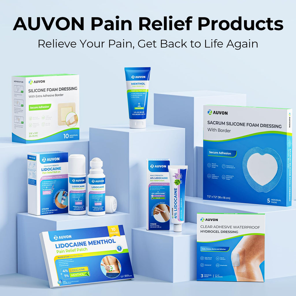 AUVON Max Strength Lidocaine Pain Relief Roll-On with Lavender Essential Oil, No Mess Applicator, Quick Absorbing to Numb & Soothe Pain Relief for Knees, Shoulders, 2.5 Oz, 2 Packs AUVONBuy Supplements Australia