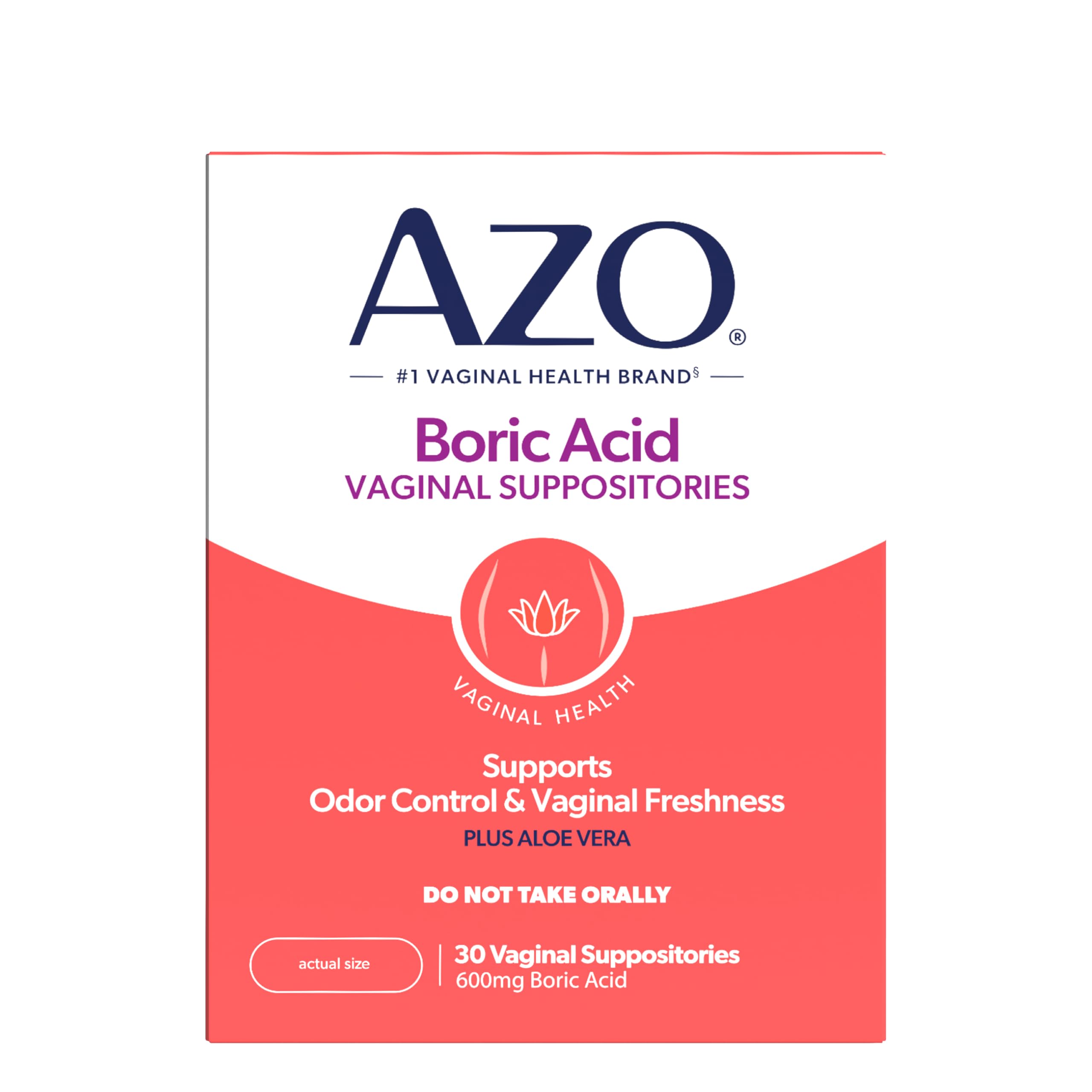 AZO® Boric Acid Vaginal Suppositories for Women, Helps Support Odor Control with Clinically Studied Boric Acid, Non-GMO, 30 Count AZOBuy Supplements Australia