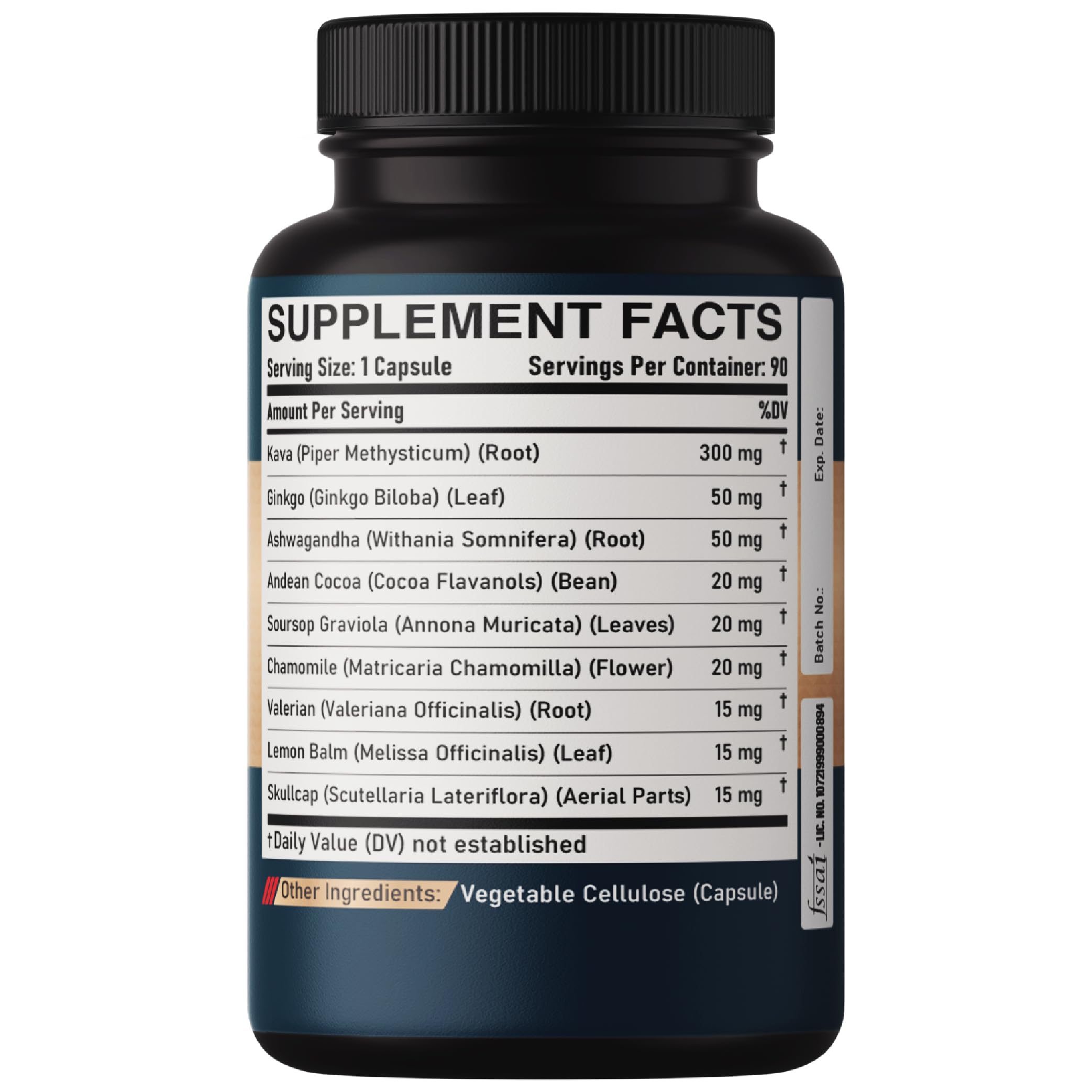 DEDICAD Kava Kava Capsules - 3 Month Supply - 9 Herbs with Ginkgo Biloba, Ashwagandha Root, Andean Cocoa, Graviola Leaf, Chamomile, Valerian, Lemon Balm & Skullcap - Support Mood & Immune - 90 Pills DEDICAD buy supplements Au