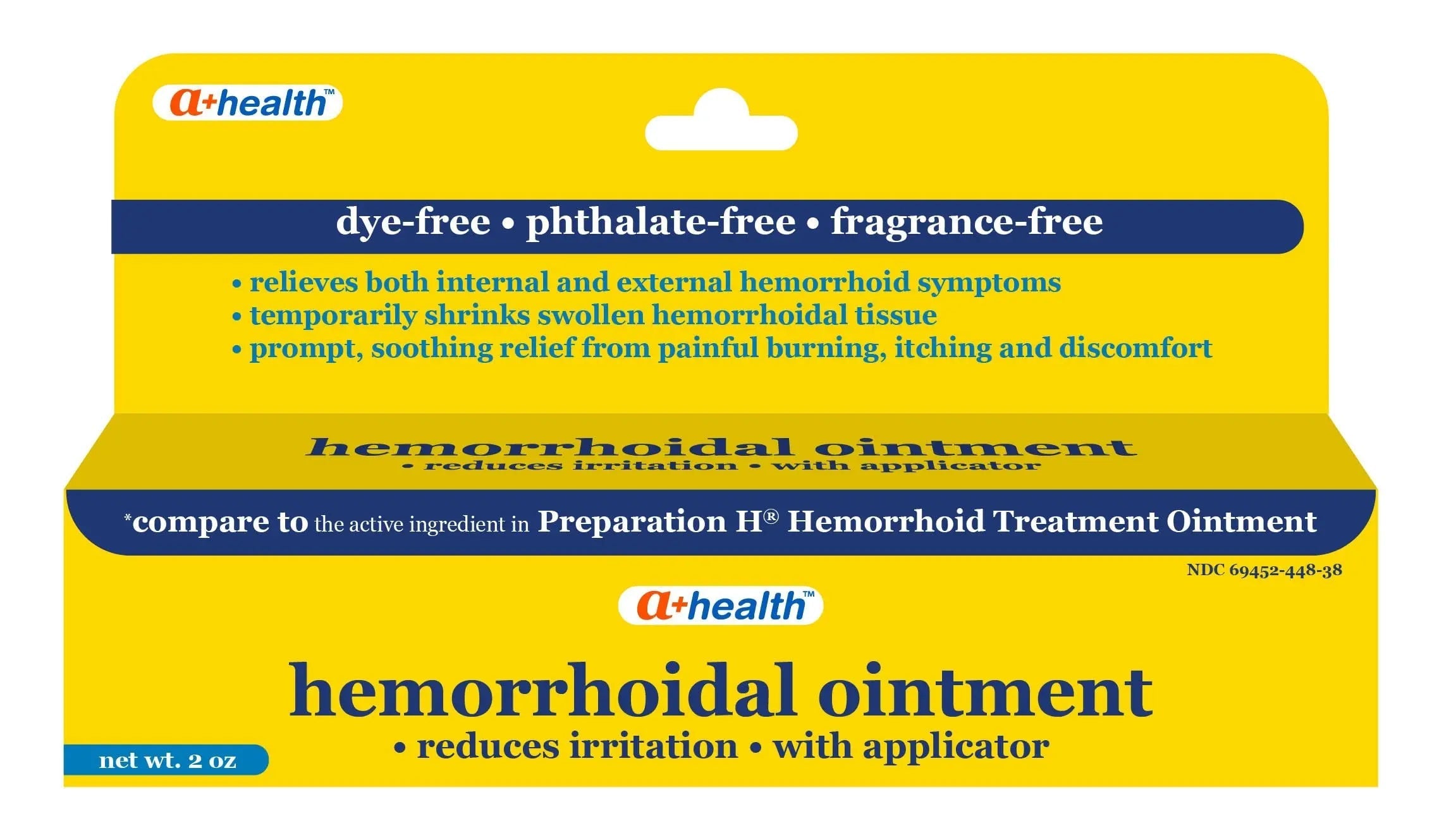 A+Health Hemorrhoid Treatment, Hemorrhoidal Ointment Relieves Symptoms of Burning, Itching, Discomfort, 2 Ounce Tube with Applicator, Reduces Irritation and Pain Relief A+HealthBuy Supplements Australia