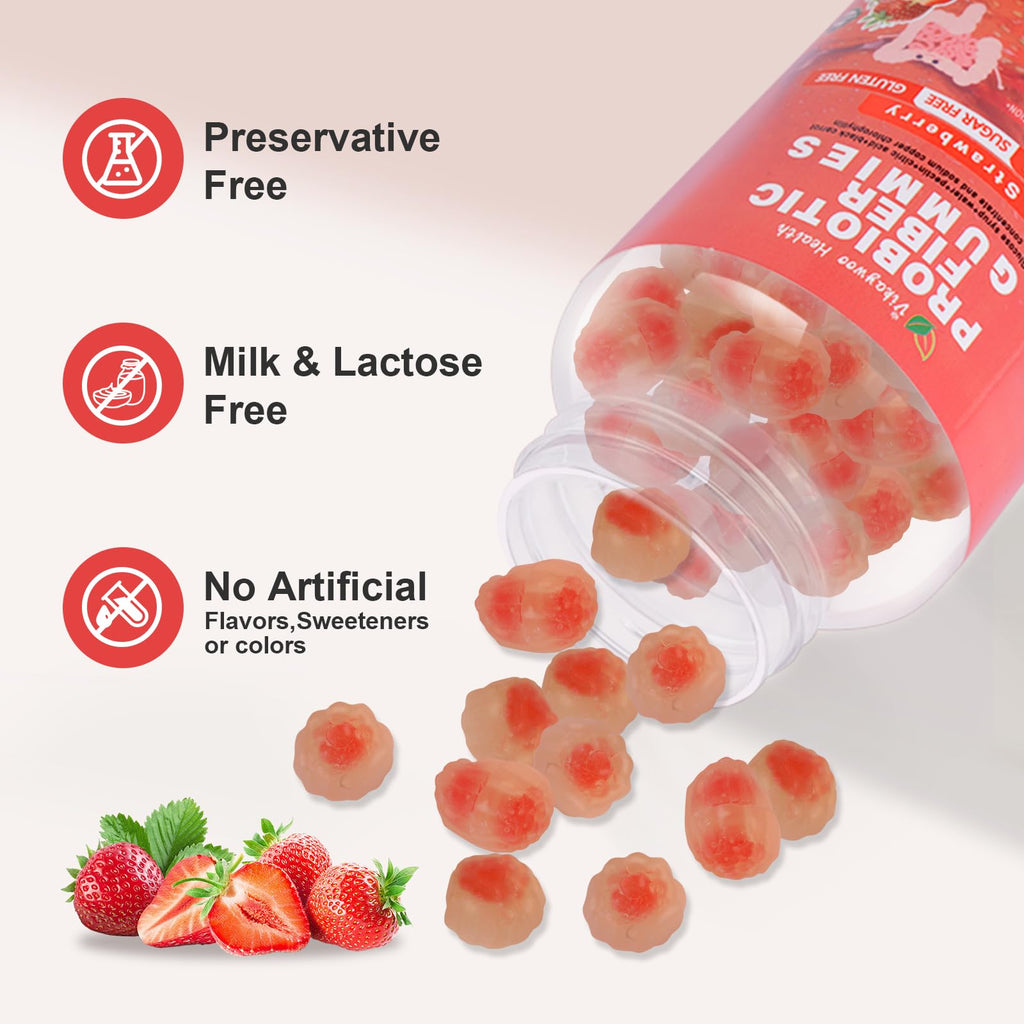 Vikaywoo Probiotic Fiber Gummies for Adults, No Sugar Added Strawberry Flavor– 2 Billion CFUs –Vitamin C,Vitamin D–Digestive Health & Regularity Support(120 Count) VikaywooBuy Supplements Australia
