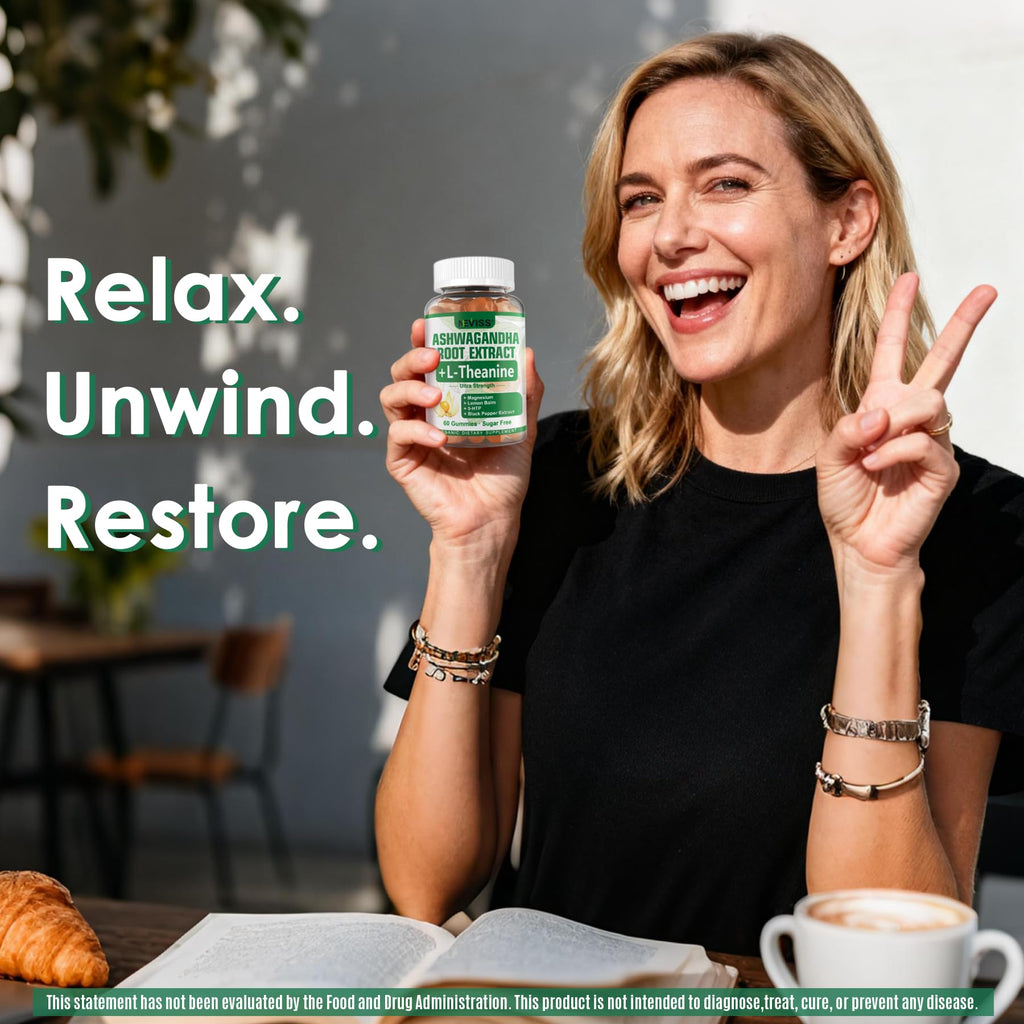 NEVISS Ashwagandha Gummies 2000mg, Feel Refreshed, Plus Proprietary Blend with L-Theanine, 5-HTP, Lemon Balm, Magnesium for Calm, Zzzs & Relaxation Support, 120 Count NEVISSBuy Supplements Australia