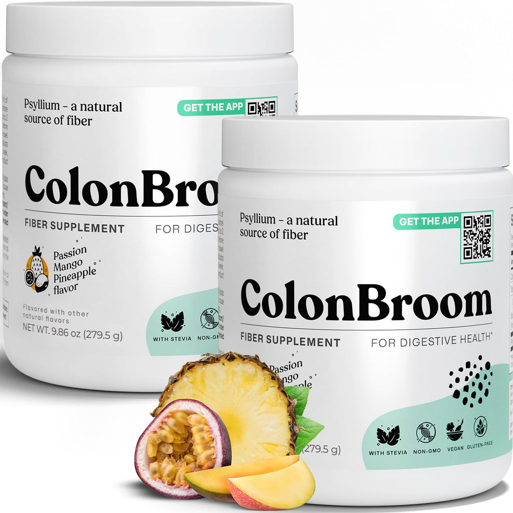 ColonBroom Psyllium Husk Powder with Stevia (Tropical Fruits) - Colon Cleanse for Bloating Relief & Gut Health - Colon Broom Fiber Powder Drink - Vegan Fiber Powder Stevia Supplement, 100 Servings ColonBroomBuy Supplements Australia