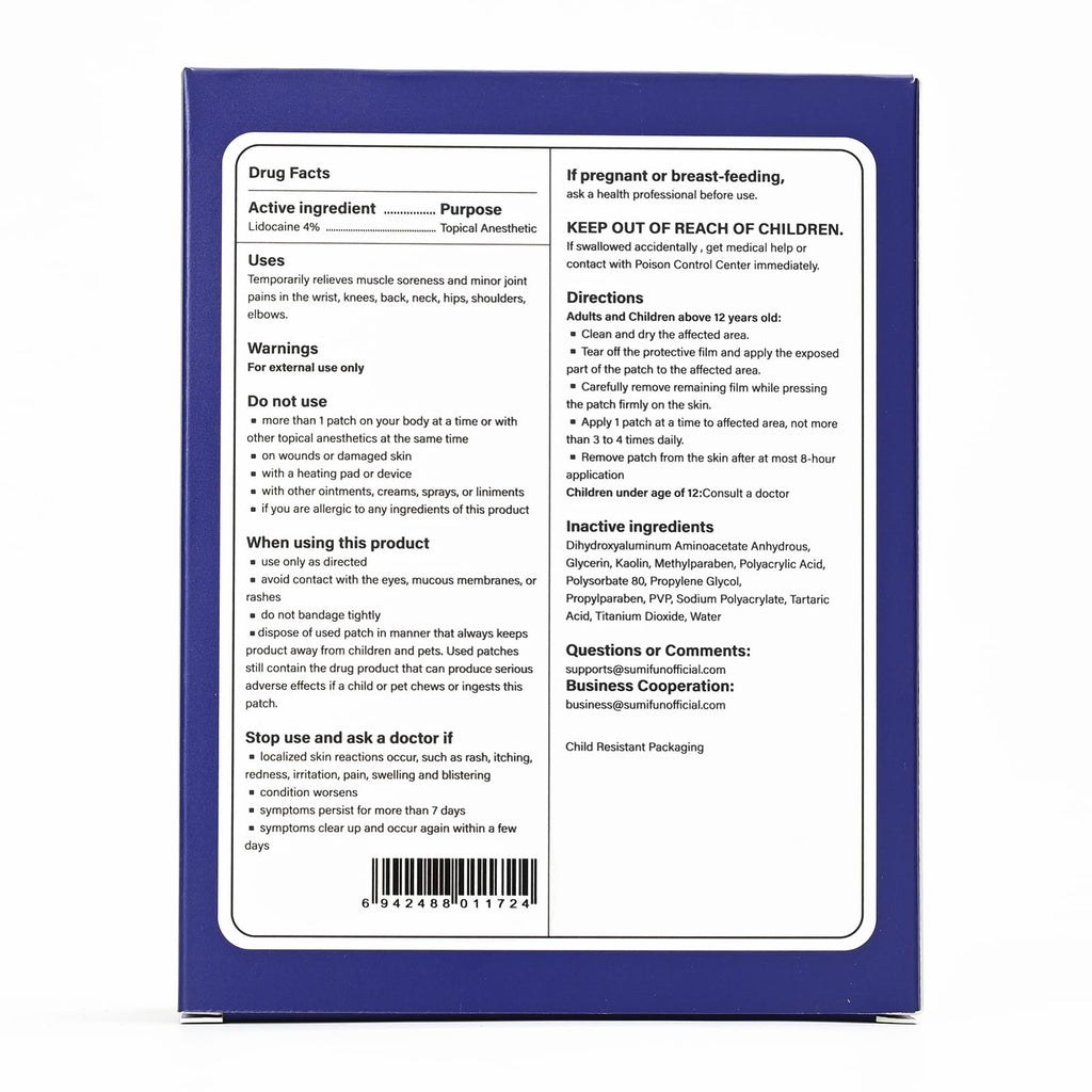 Sumifun 4% Lidocaine XL Pain Patches | Extra Large 4.72"x7.87" for Full Back & Thigh Coverage | Maximum Strength OTC Numbing | 8-Hour Medical Adhesion (X-Large, Count, 10) SumifunBuy Supplements Australia