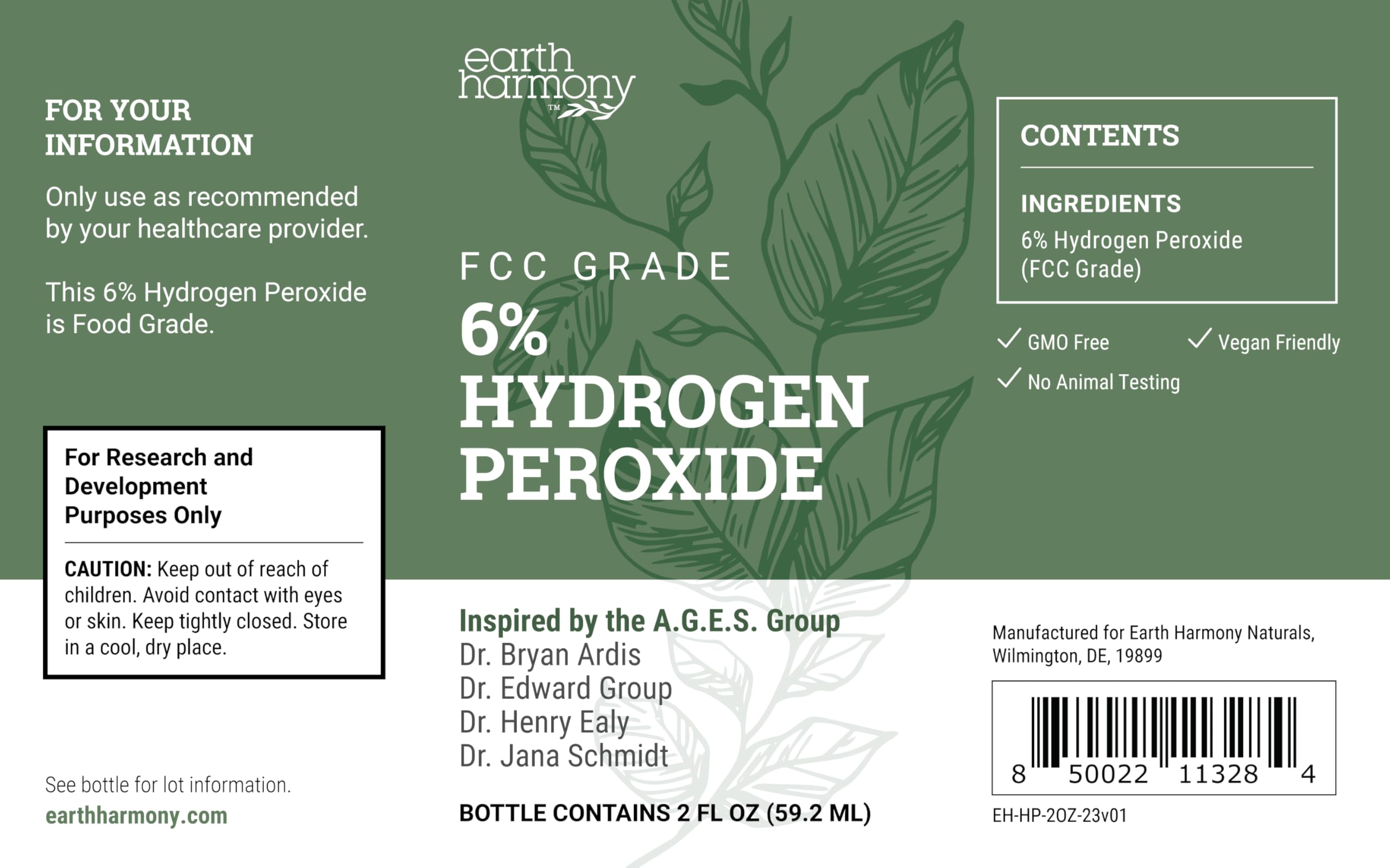 Earth Harmony Food Grade Hydrogen Peroxide 6% Earth Harmony Naturals buy supplements Au