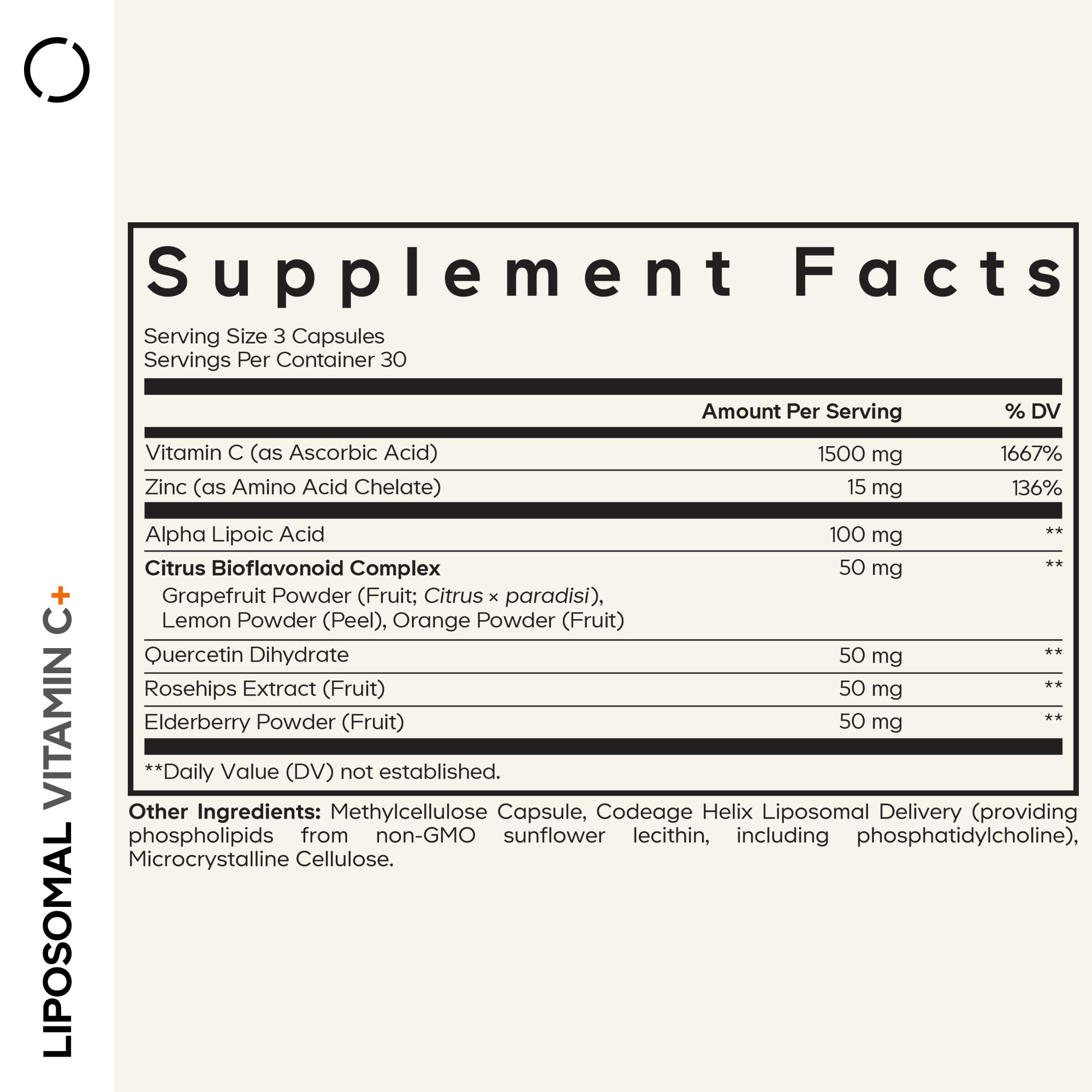 Codeage Liposomal Vitamin C Vitamins with Zinc, Elderberry, Citrus Bioflavonoids Ascorbic Acid, Quercetin & Rose Hips Fruit, Vitamina C Liposomal Supplement Pills - Non-GMO, Vegan - 90 Capsules CodeageBuy Supplements Australia