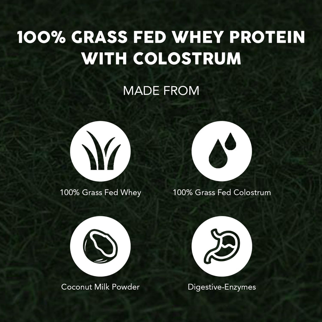 Paleovalley 100% Grassfed Whey Protein Powder with Colostrum, 30 Serving - Vanilla, 13g Protein, Muscle Building, Immune Support, Gut Health PaleovalleyBuy Supplements Australia
