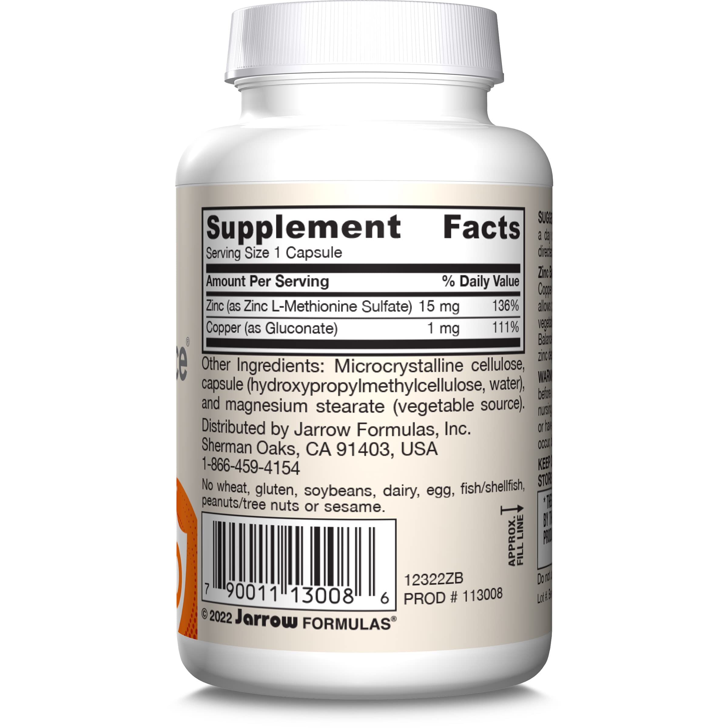 Jarrow Formulas Zinc Balance 15 mg - 100 Servings (Veggie Caps) - Zinc with Copper - Essential Minerals for Immune System Support - Immune Support Supplement - Gluten Free Copper Supplement, Vegan Jarrow FormulasBuy Supplements Australia