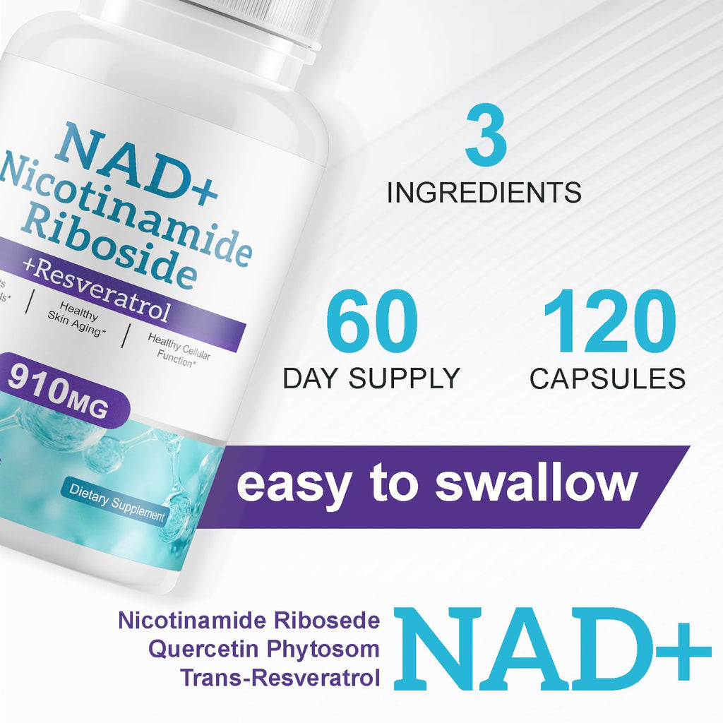 Daiasns NAD Supplement for Men and Women - Liposomal Nicotinamide Riboside, Quercetin, NAD+ Supplement with Resveratrol 910mg - Supports Muscle, Brain, Energy, 120 Capsules DaiasnsBuy Supplements Australia