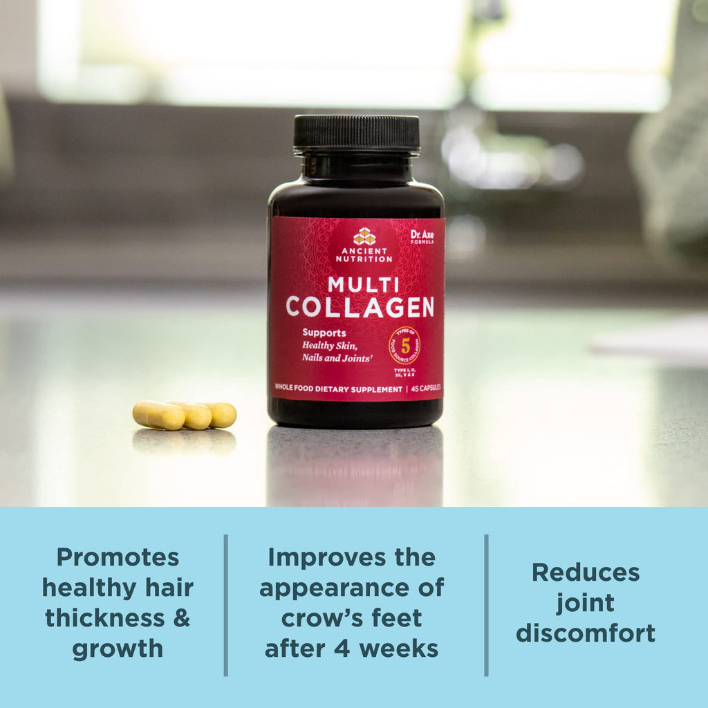 Ancient Nutrition Collagen Peptides Pills, Hydrolyzed Multi Collagen Supplement, Types I, II, II, V & X, Supports Healthy Skin and Nails, Gut Health and Joints, 90 Capsules Ancient Nutrition buy supplements Au