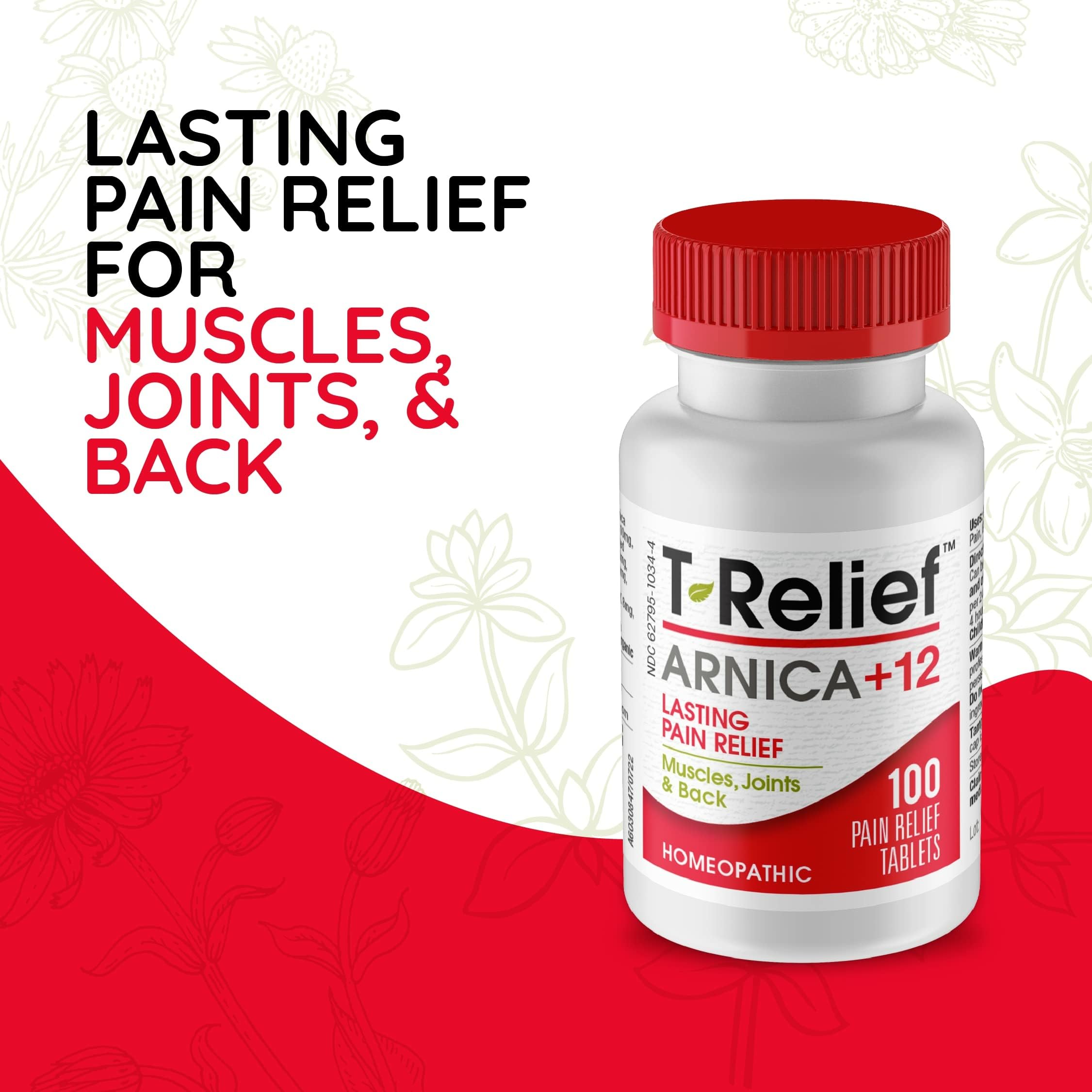 MediNatura T-Relief Pain - Arnica Medication for Naturally Soothing Body Aches - Supports Muscle, Joint & Back Relief - Chewable Tablets - Plant-Based Tablets - Non-Addictive - 100 Count - 2 Pack MediNaturaBuy Supplements Australia
