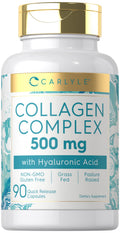 Carlyle Collagen Pills with Hyaluronic Acid | 500mg | 90 Capsules | Hydrolyzed Collagen Type 1 and 3 | Non-GMO, Gluten Free Supplement Carlyle buy supplements Au