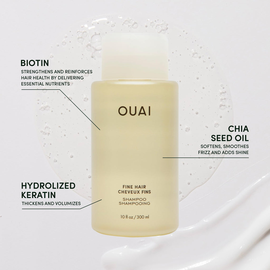 OUAI Fine Shampoo Travel Size - Volumizing Shampoo with Strengthening Keratin, Biotin & Chia Seed Oil for Fine Hair - For Clean, Weightless Body - Paraben, Phthalate & Sulfate Free Hair Care (3 Fl Oz) OUAIBuy Supplements Australia