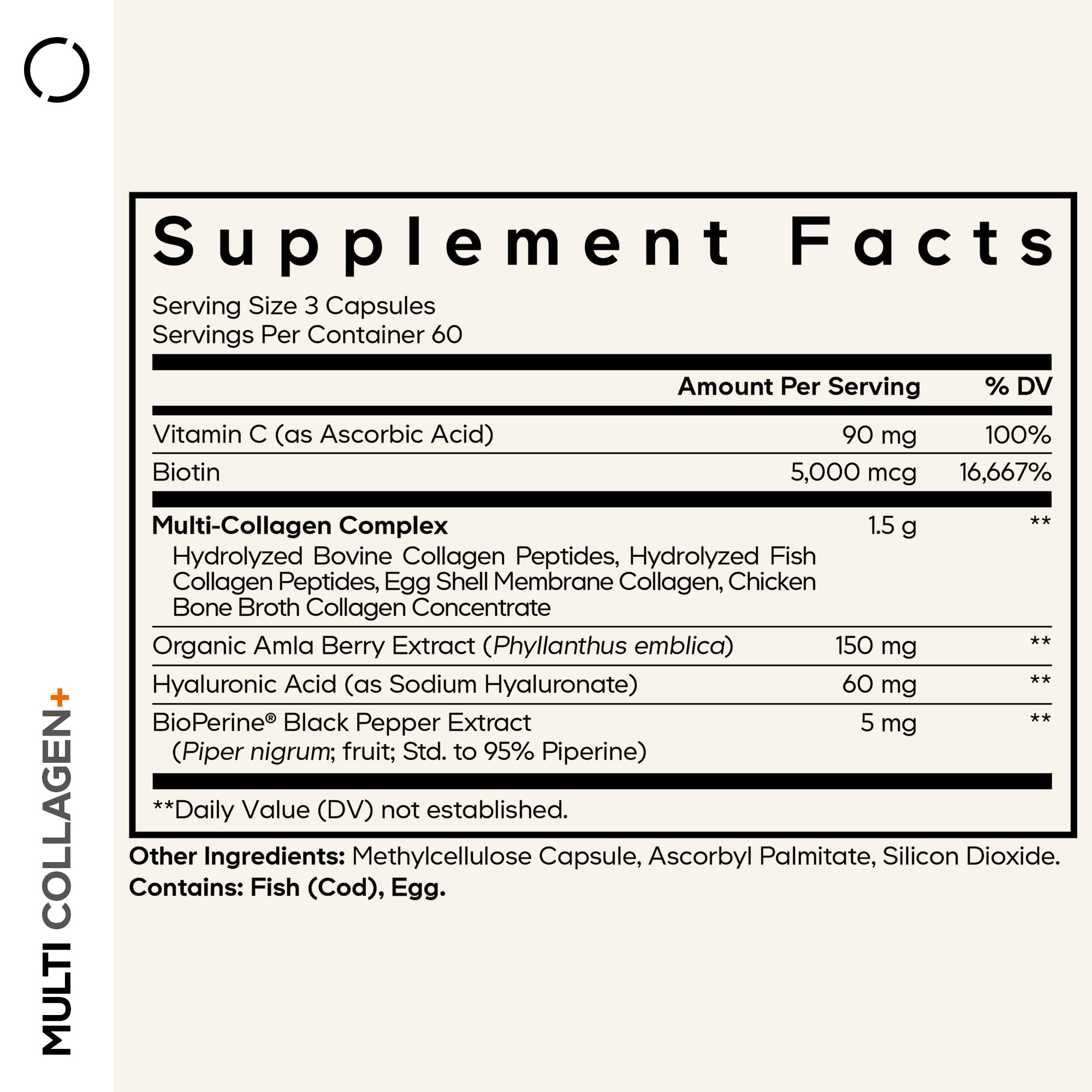 Codeage Multi Collagen+ Supplement with Vitamin C, Biotin 5000 mcg, Hyaluronic Acid, Amla Berry, BioPerine - 5 Types of Collagen Grass-Fed, Pasture-Raised - 2-Month Supply - Non-GMO - 180 Capsules CodeageBuy Supplements Australia
