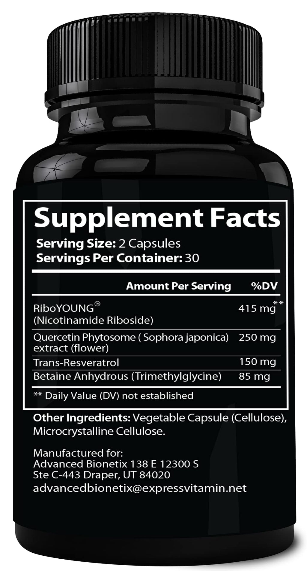 Advanced Bionetix NAD Supplement with Nicotinamide Riboside Plus Resveratrol, Quercetin, Betaine w/RiboYOUNG™ for True Anti Aging Advanced BionetixBuy Supplements Australia