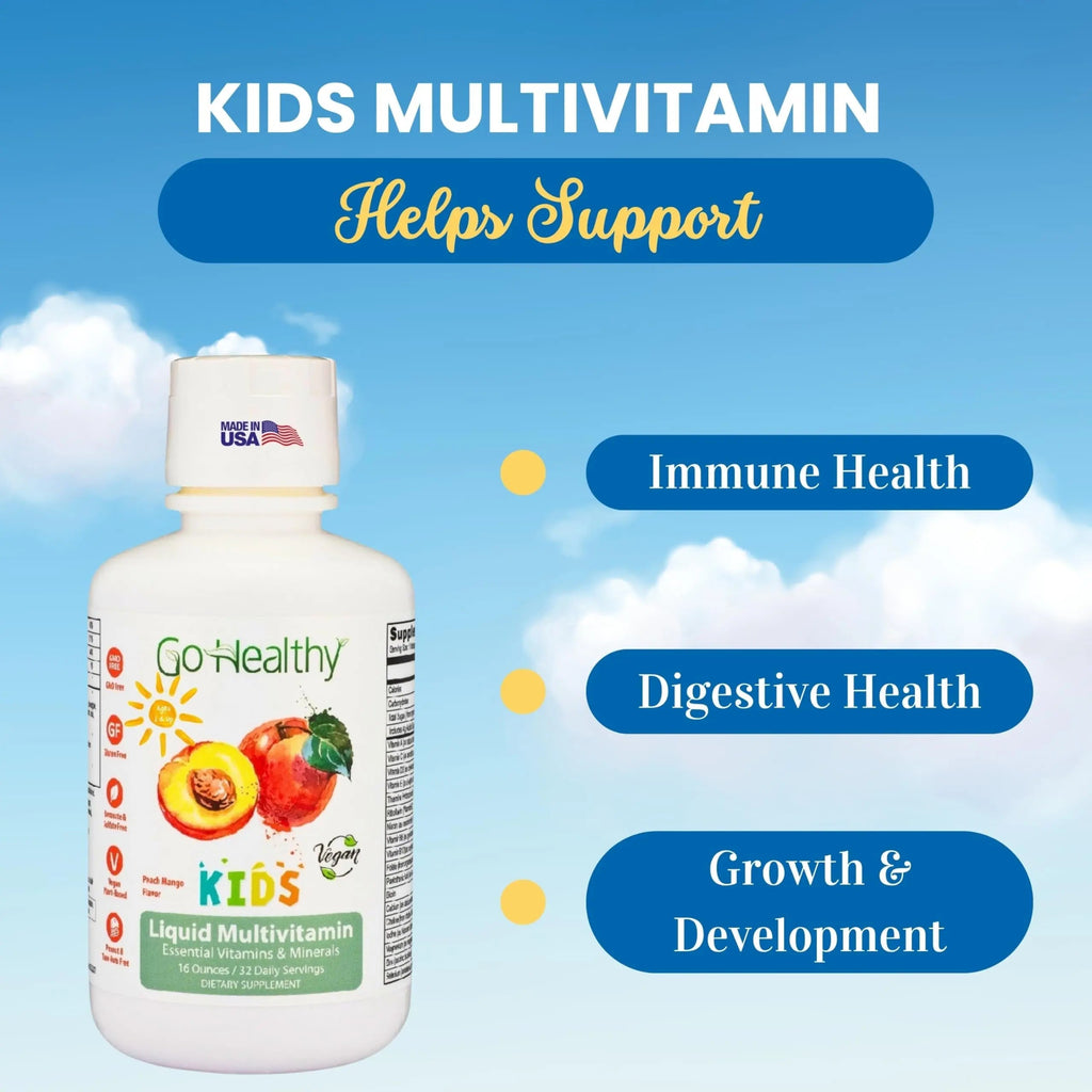 Go Healthy Kids Liquid Multivitamin | Immune Support | Kid Liquid Multivitamins | High Absorption | Vegan Vitamins | Kids Vitamins Multivitamin Go Healthy NaturalBuy Supplements Australia