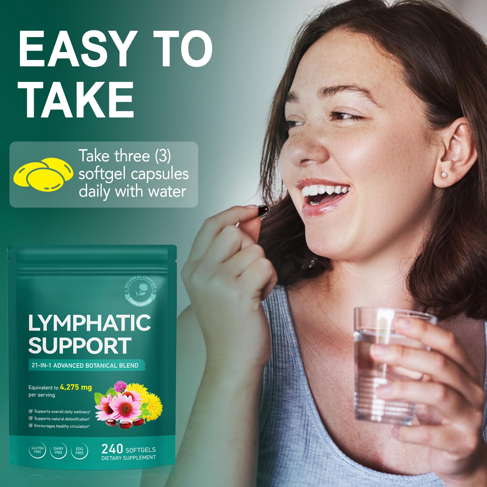 Lymphatic Drainage Supplements, Lymphatic Support Softgels for Immune Health, Plant-Based Formula with Echinacea, Burdock Root, Elderberry, Bromelain, Turmeric, 240 Softgels -2Pack UXENPHXF buy supplements Au