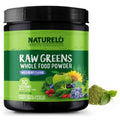 NATURELO Raw Greens Superfood Powder - Wild Berry Flavor - Boost Ener