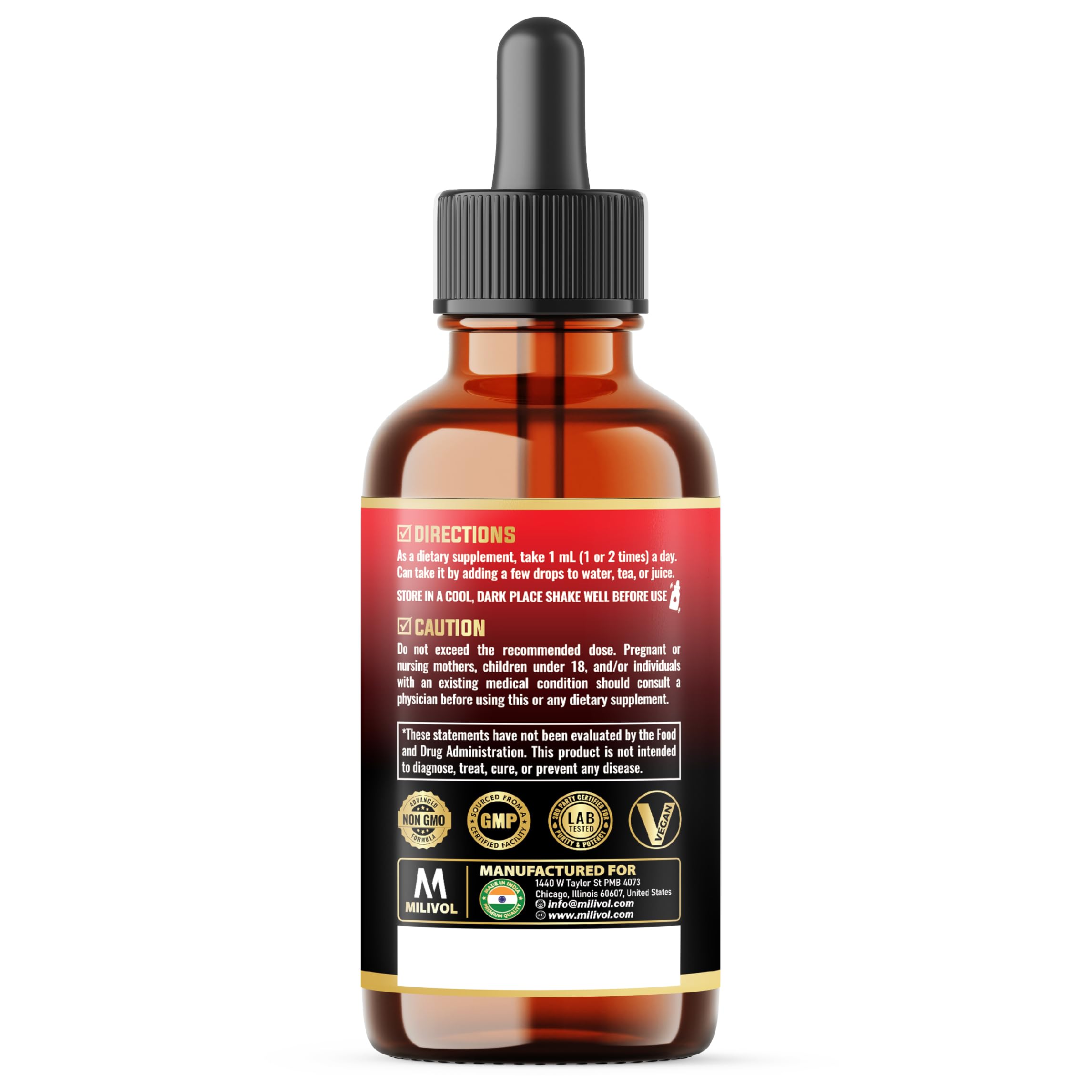 MILIVOL 5in1 NAD+ Liquid Drops w/Nicotinamide Riboside NR 900mg, Quercetin 500mg, Trans-resveratrol 500mg, Vitamin D3-C - Cellular Energy & Repair, Vitality, Healthy Aging - 1FL Oz - 1 Month Supply MILIVOLBuy Supplements Australia