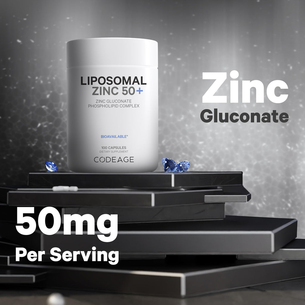 Codeage Liposomal Zinc Supplement – 3 Month Supply – One Per Day - 50 mg Zinc Gluconate Vitamin Pills - Essential Mineral Supplements Liposomal Delivery Matrix - Vegan Non-GMO - 100 Capsules CodeageBuy Supplements Australia