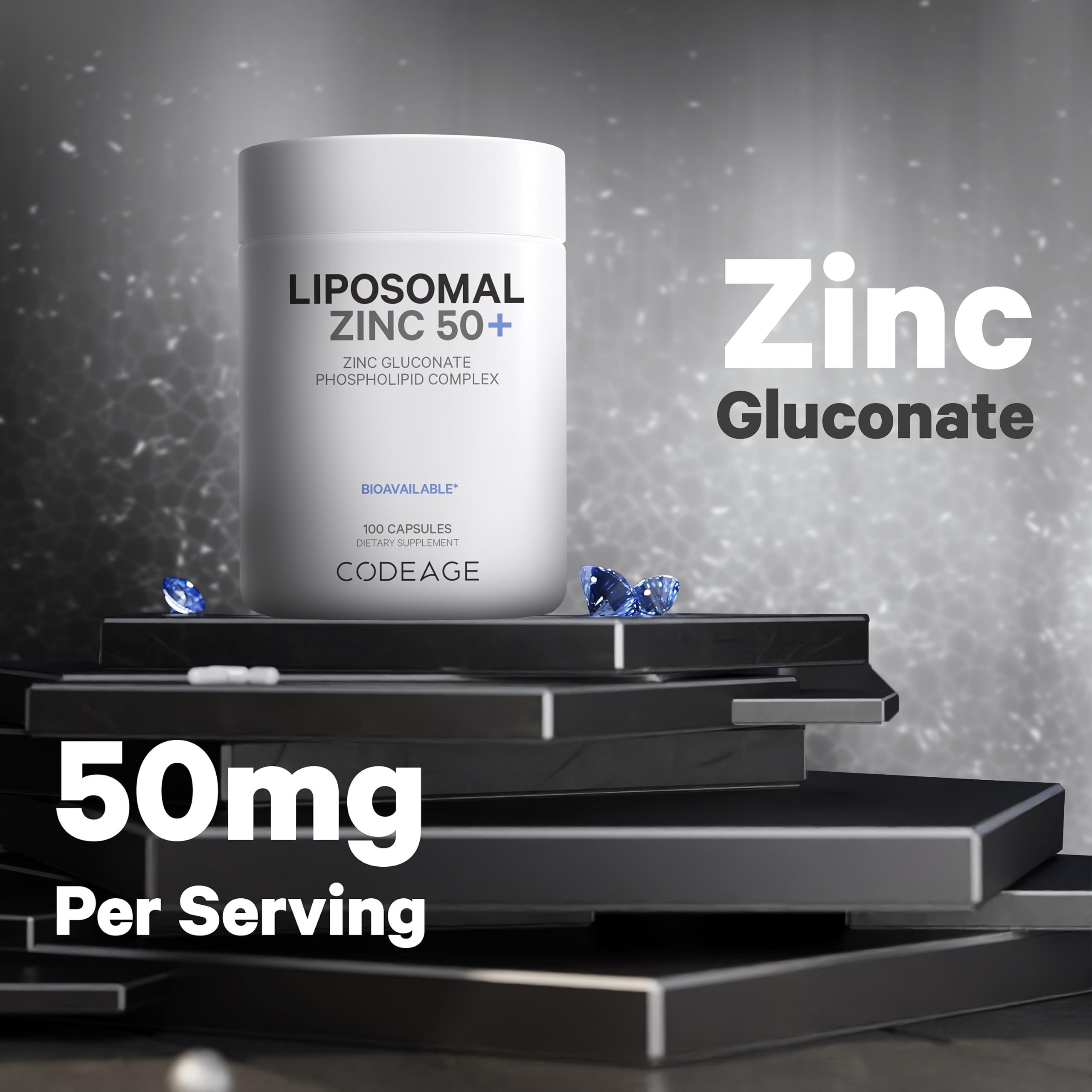 Codeage Liposomal Zinc Supplement – 3 Month Supply – One Per Day - 50 mg Zinc Gluconate Vitamin Pills - Essential Mineral Supplements Liposomal Delivery Matrix - Vegan Non-GMO - 100 Capsules CodeageBuy Supplements Australia