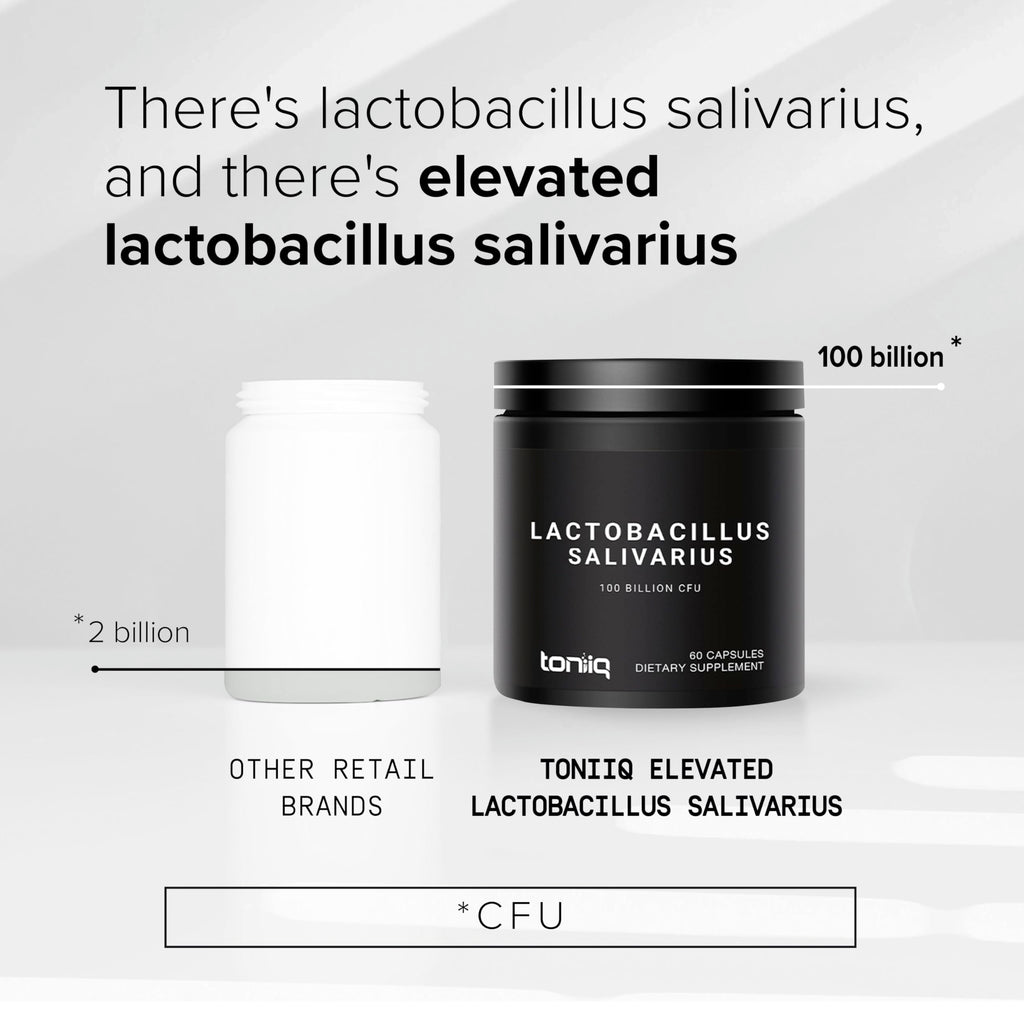 Toniiq 100 Billion CFU Lactobacillus Salivarius Probiotic - Highest Verified CFU Count - Third-Party Lab Tested for Potency - 60 Vegetarian Capsules - 30 Servings - TQ Verified Toniiq buy supplements Au