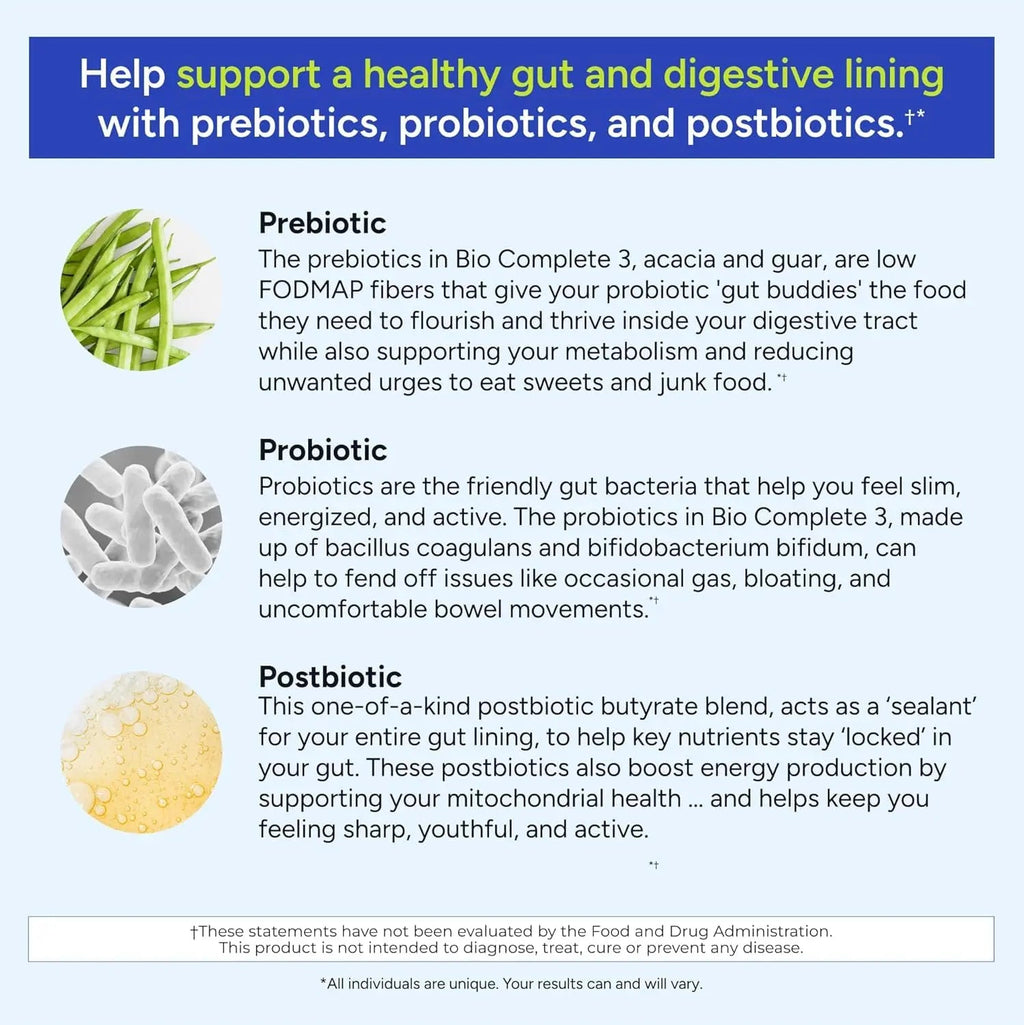 Gundry MD® Bio Complete 3 - Prebiotic, Probiotic, Postbiotic to Support Optimal Gut Health, 30 Day Supply (90 Day Supply) Gundry MDBuy Supplements Australia