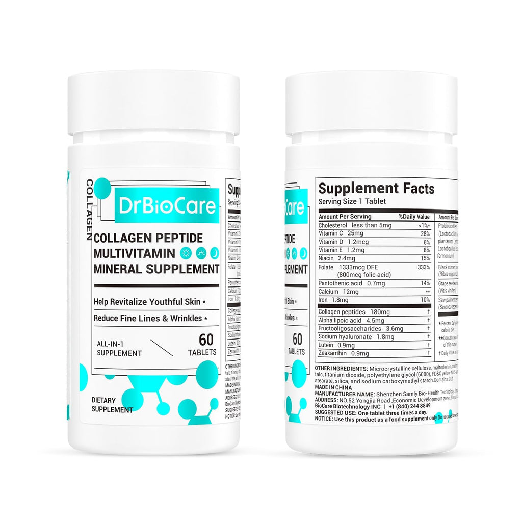 DrBioCare Collagen Peptides for Women, Beauty Vitamin & Mineral Supplement,Contains Vitamin D3, Probiotics for Women & Collagen Peptides,Vitamin B Complex,Vitamin E 180 Tablets DrBioCareBuy Supplements Australia