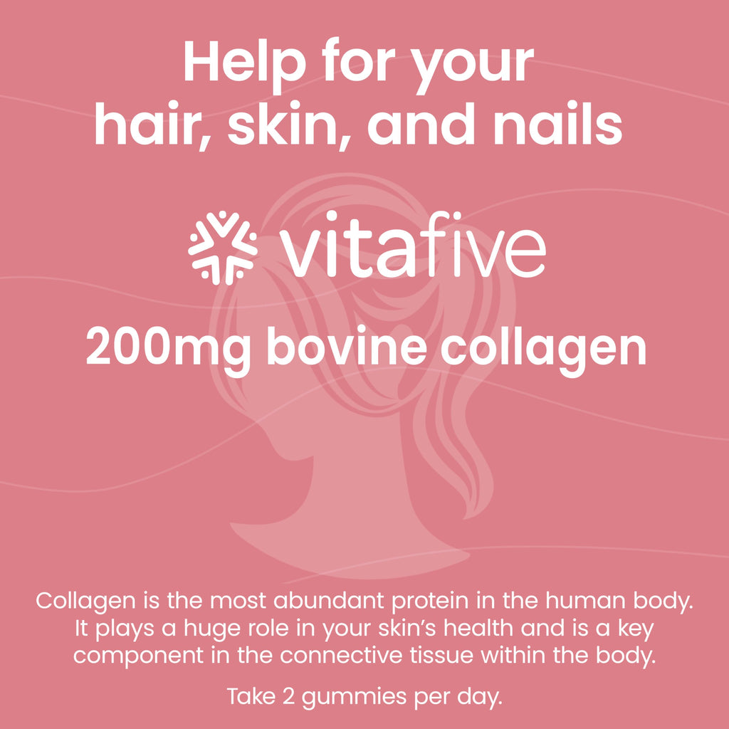 vitafive Collagen Gummies for Men and Women, Bovine Collagen, Collagen Gummy for Hair, Skin, and Connective Tissue Support, Gluten Free (50 Ct) vitafive buy supplements Au