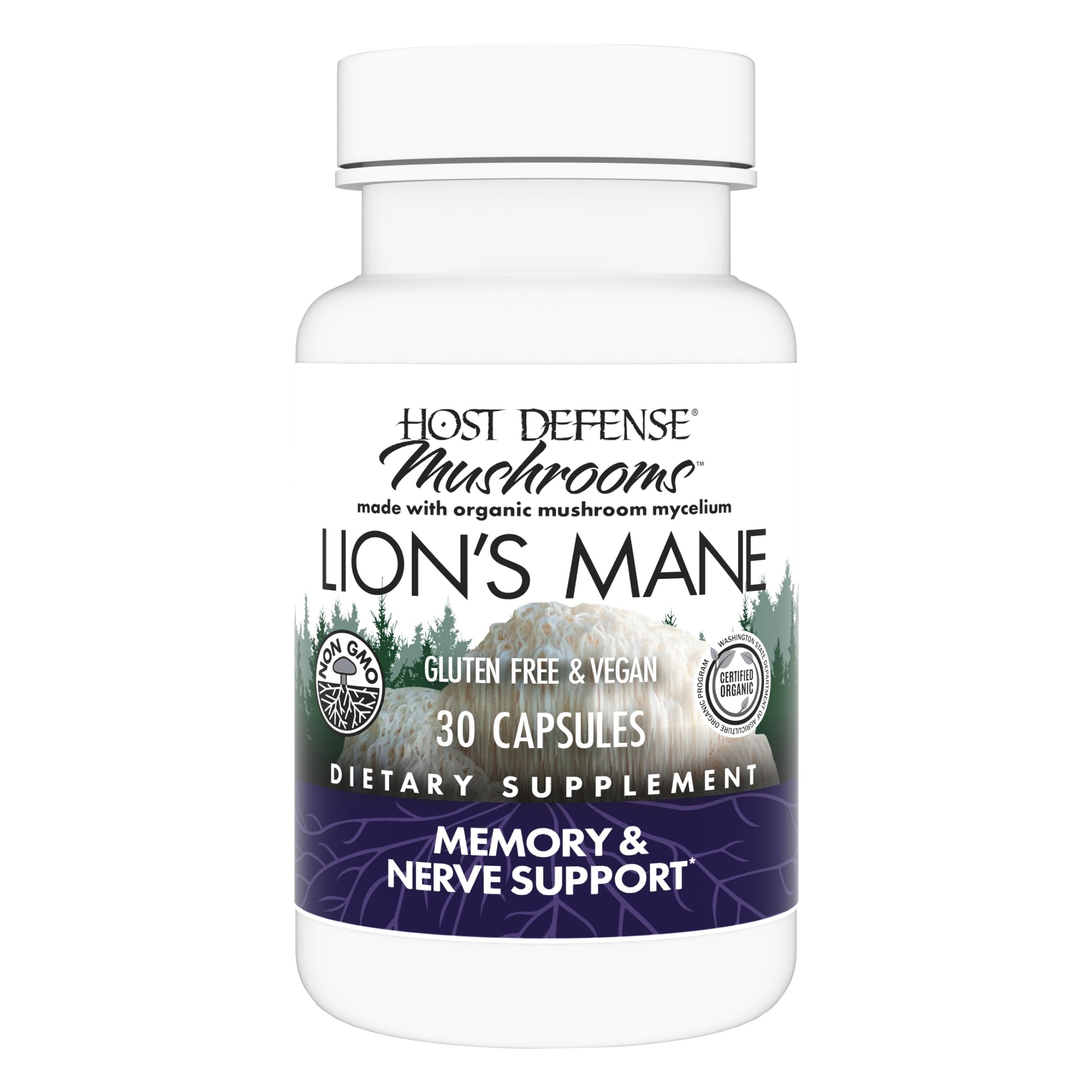 Host Defense Mushrooms Lion's Mane - Brain Health Support Supplement for Focus & Memory Function - Immune & Nervous System Support Supplement- 30 Capsules Host DefenseBuy Supplements Australia