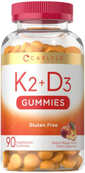 Carlyle Vitamin D3 K2 Gummies | 90 Count | 5,000 IU of D3 + 100 mcg MK7 | Peach Mango Flavor CarlyleBuy Supplements Australia