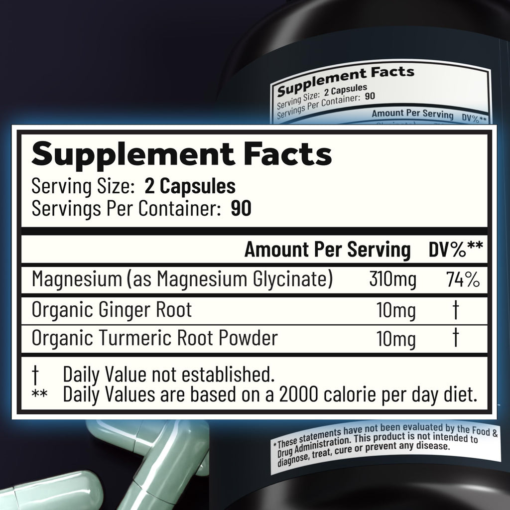 Magnesium Glycinate Capsules with Organic Turmeric and Ginger - 180 Vegan Capsules for Sleep, Relaxation, Muscle Cramps and Immune Support Holistic MethodBuy Supplements Australia