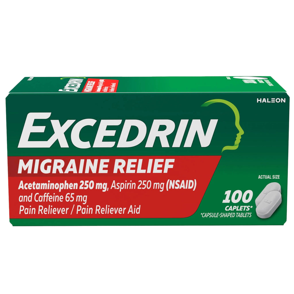 Excedrin Migraine Relief Caplets for Migraine Symptoms, Acetaminophen 250mg, Aspirin 250mg, Caffeine 65mg, Pain Reliever, 100 Count GlaxoSmithKlineBuy Supplements Australia