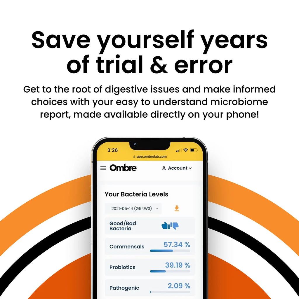 Ombre Gut Health Test Kit - Probiotic Recommender at Home Test for Women & Men - Detailed Custom Gut Microbiome Analysis for Digestive, Immune and Mental Health with Food Suggestions OmbreBuy Supplements Australia