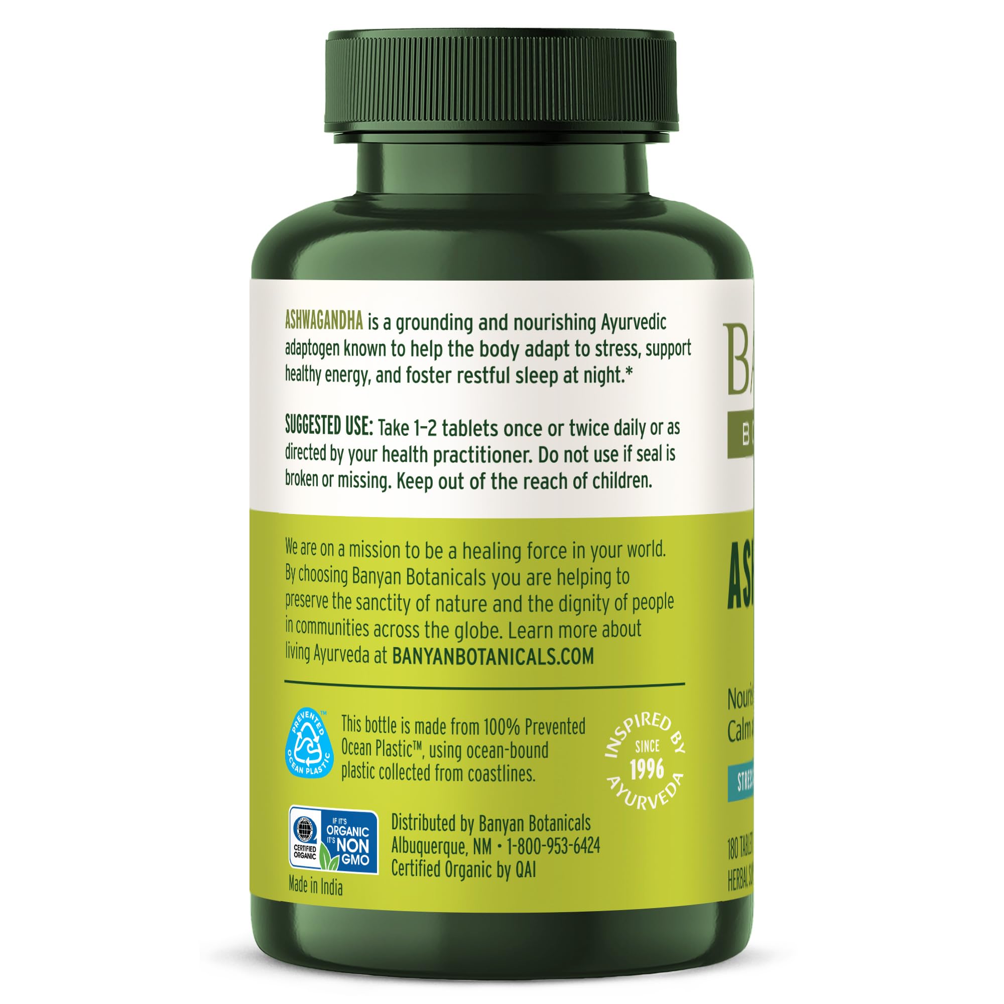 Banyan Botanicals Organic Ashwagandha - 1000mg per Serving - Cortisol Manager & Stress Relief Supplement - Adrenal Support for Mood, Restful Sleep & Muscle Recovery - 180 Tablets - Non-GMO, Vegan* Banyan BotanicalsBuy Supplements Australia