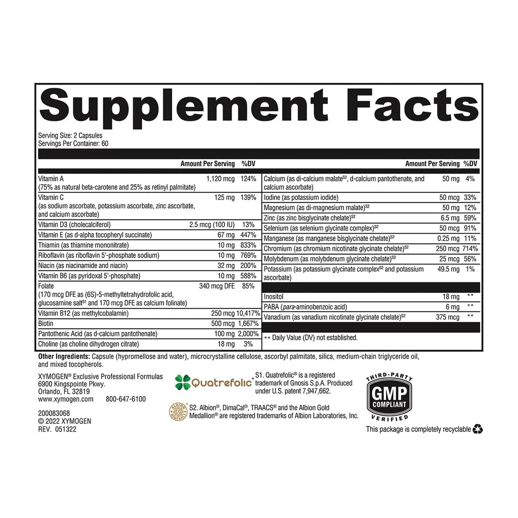 XYMOGEN ActivNutrients Without Copper & Iron - Multimineral Multivitamin for Men + Women with Folate, B12, Zinc and Vitamin C XYMOGENBuy Supplements Australia