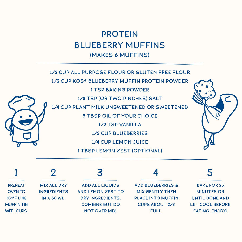 KOS Plant Based Protein Powder, Blueberry Muffin - Organic Pea Protein Superfood KOSBuy Supplements Australia