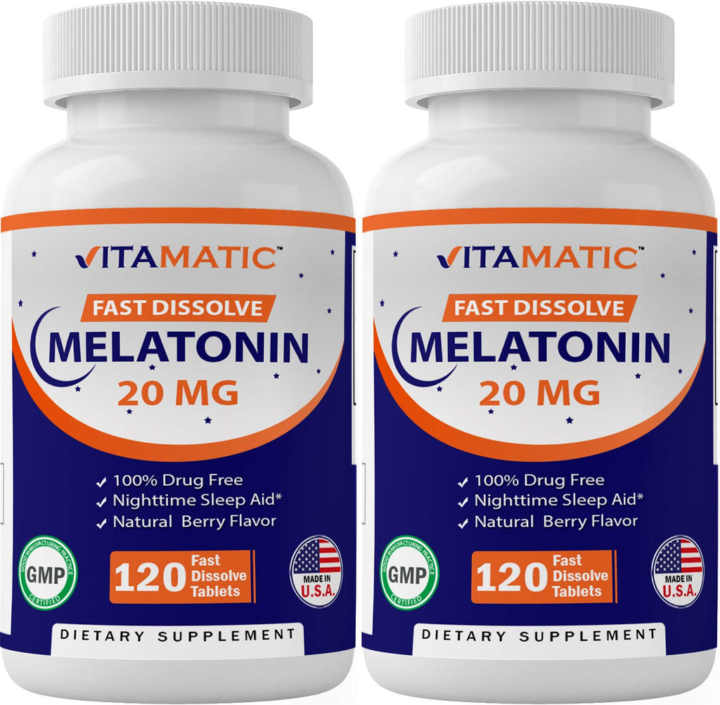 Vitamatic 2 Pack Melatonin 20mg Fast Dissolve 120 Tablets - Natural Berry VitamaticBuy Supplements Australia