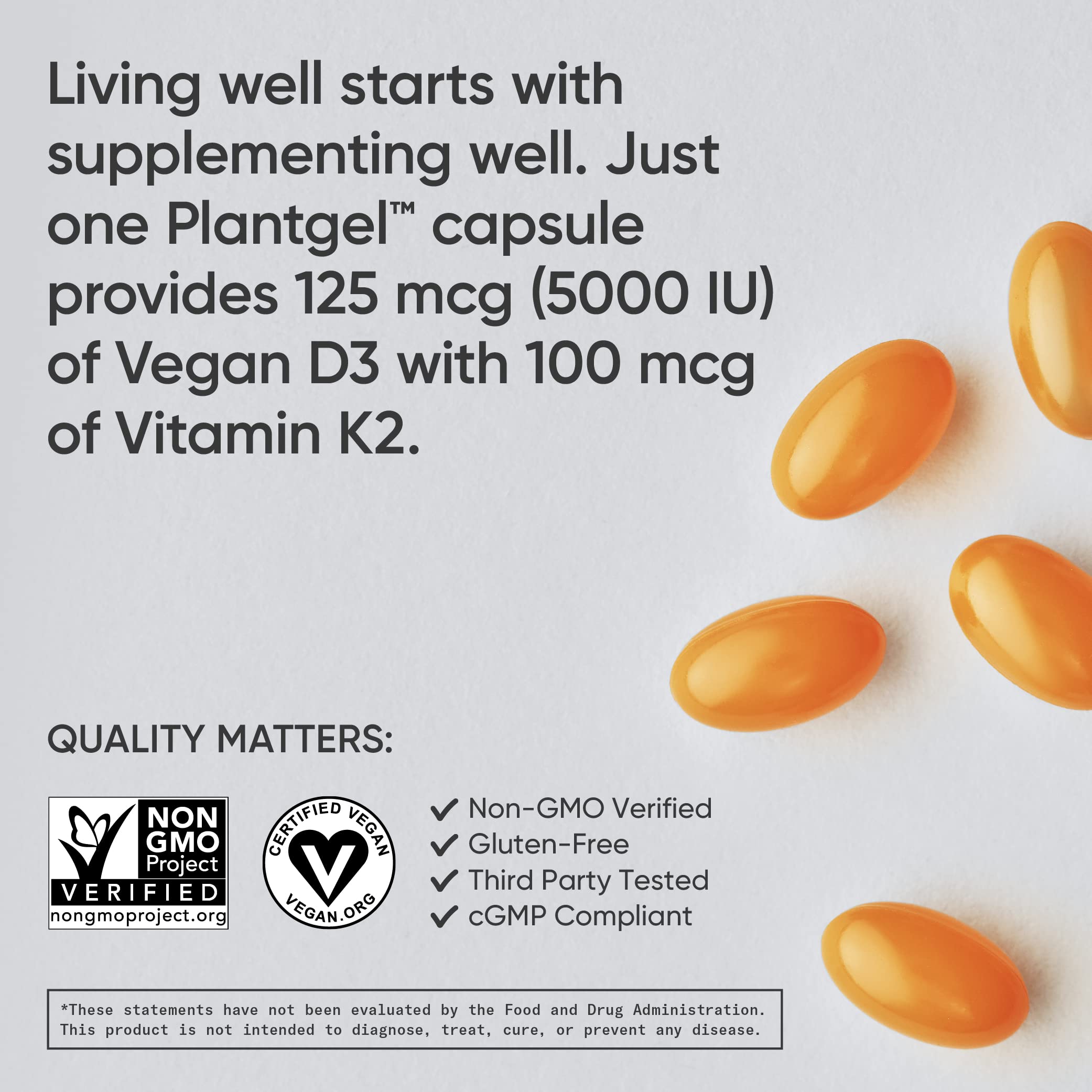 Sports Research Vegan Vitamin D3 + K2 Supplement with Organic Coconut Oil - 5000iu Sports ResearchBuy Supplements Australia