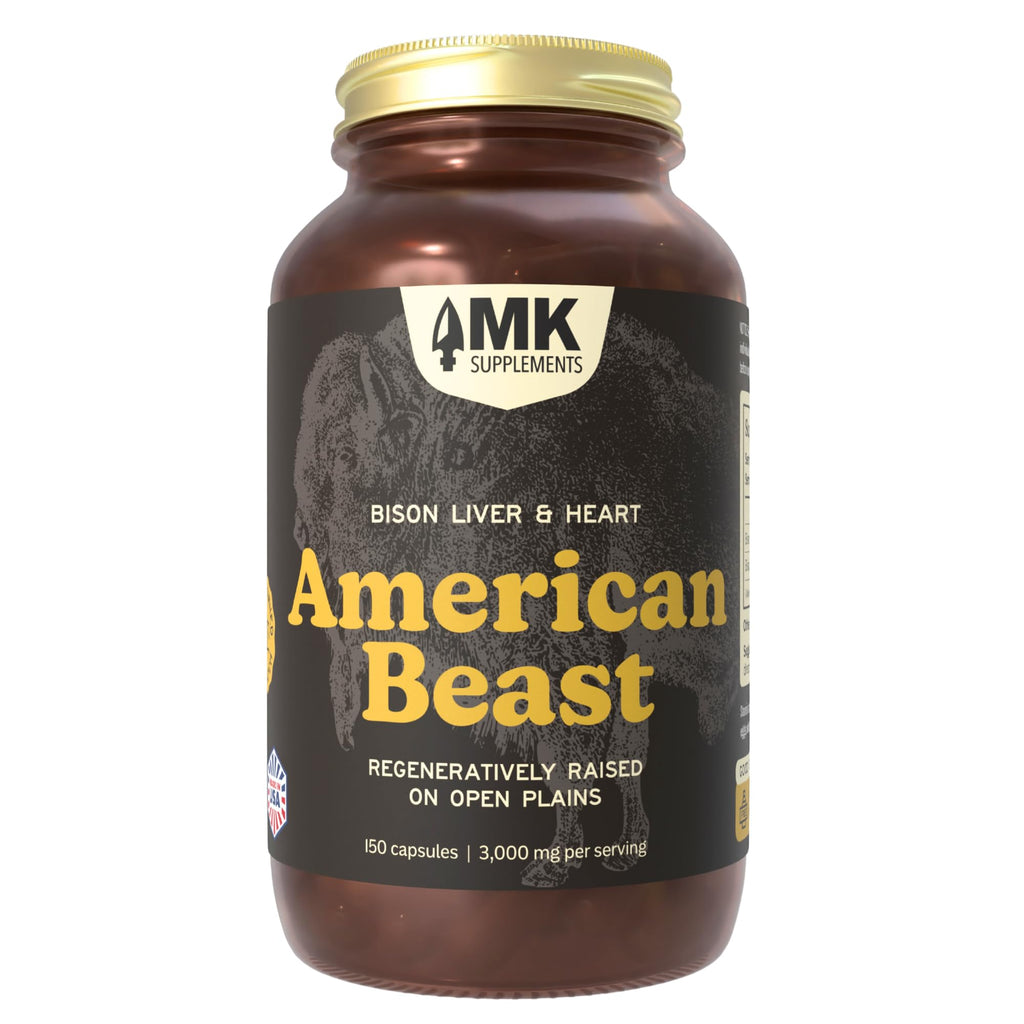 MK Supplements American Beast | Bison Liver & Heart Capsules | ~49x More CoQ10 Than Beef Liver | Regeneratively Raised Bison | 150 Capsules MK SupplementsBuy Supplements Australia