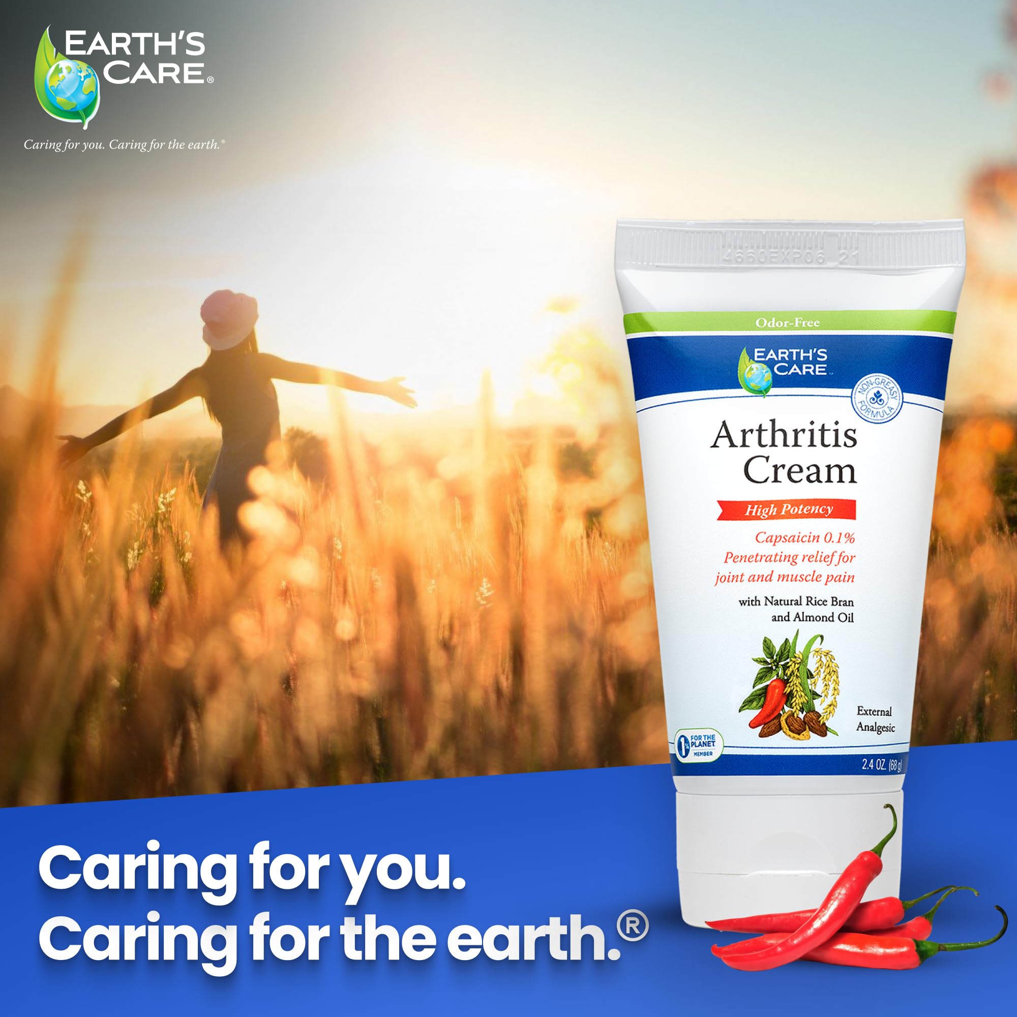 Earth's Care Arthritis Cream - Joint Cream with Natural Capsaicin - Topical Analgesic 2.4 OZ (Pack of 2) Earth's CareBuy Supplements Australia