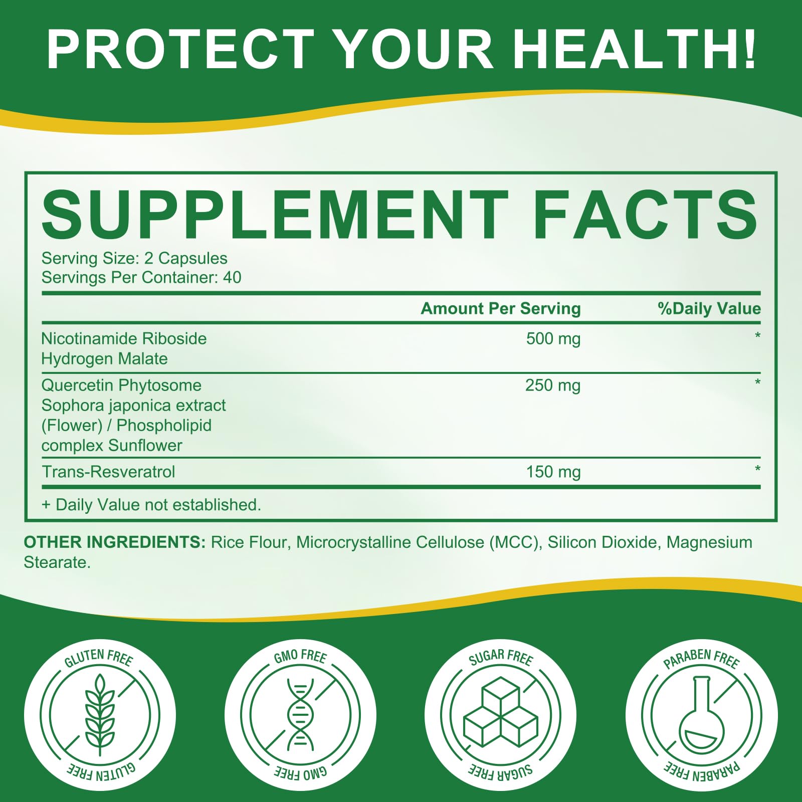 NAD Supplement with Nicotinamide Riboside - Resveratrol,Liposomal Nicotinamide Riboside,Quercetin - High Purity NAD Supplement for Anti-Aging, Focus, Energy 160 Capsules (2 Bag) RuduwuBuy Supplements Australia