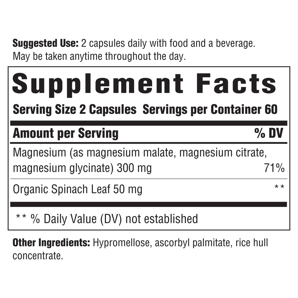 INNATE Response Formulas Magnesium 300 mg - Mineral Supplement for Muscle Relaxation - Vegetarian and Gluten-Free - 120 Capsules (60 Servings) INNATE Response FormulasBuy Supplements Australia