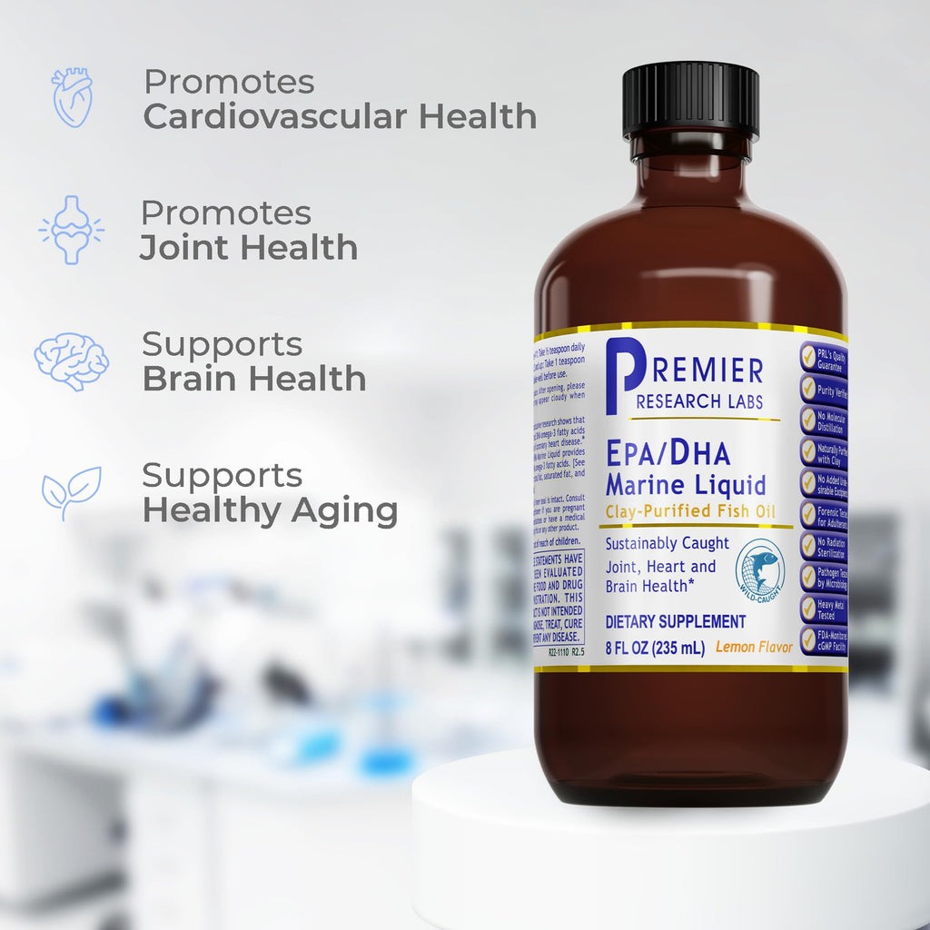 Premier Research Labs EPA/DHA Marine Liquid - Omega 3 Fish Oil Liquid, Omega 3 Liquid Fish Oil Supplement for Adults, Joint, Heart, & Brain Health Support - 8 Fl Oz Bottle Premier Research LabsBuy Supplements Australia