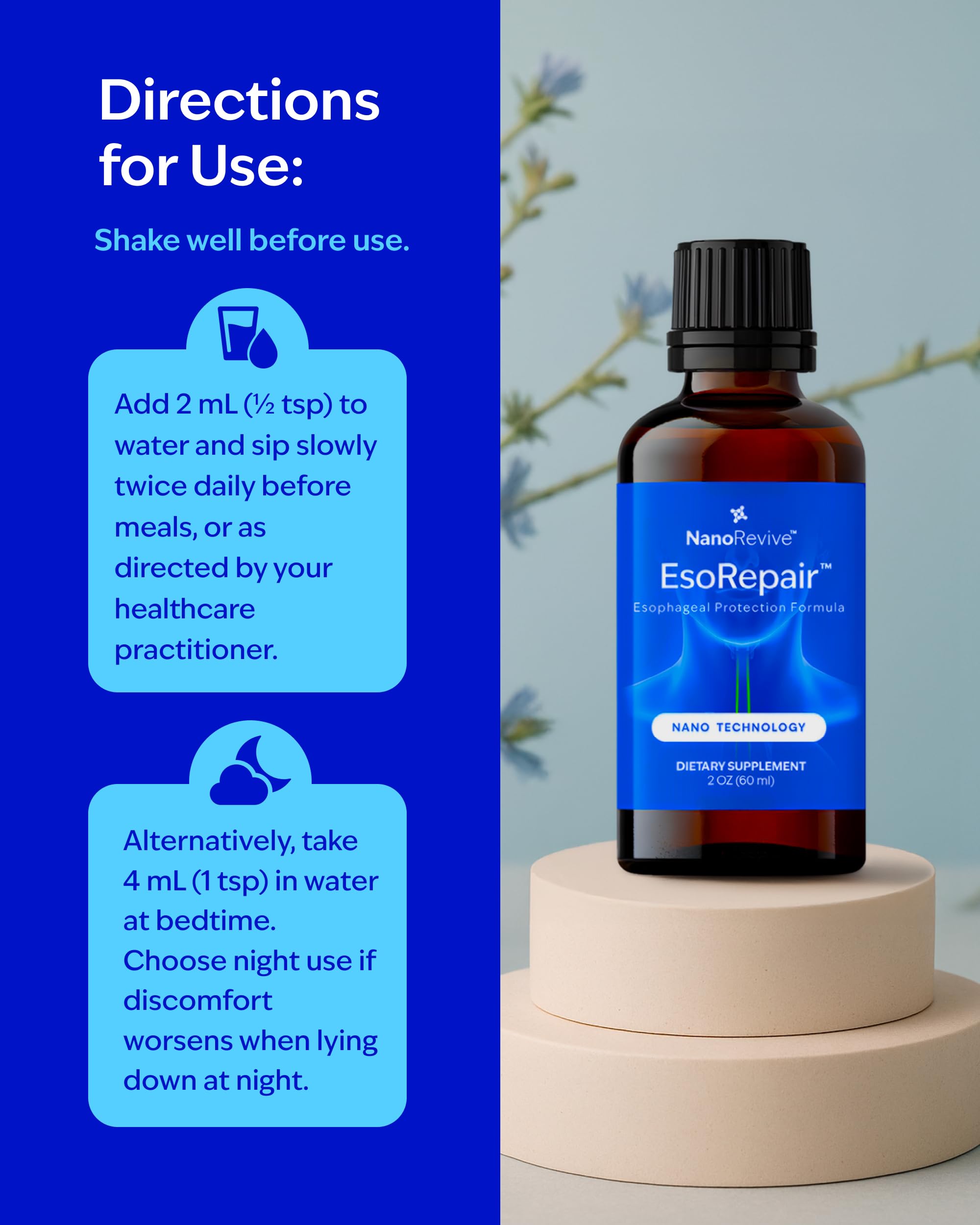 EsoRepair Nano Esophageal & Stomach Health Supplements for Men & Women - Digestive Comfort - Slippery Elm Bark, Zinc L-Carnosine & Aloe Vera Extract - Non-GMO & Dairy Free NANOREVIVE buy supplements Au