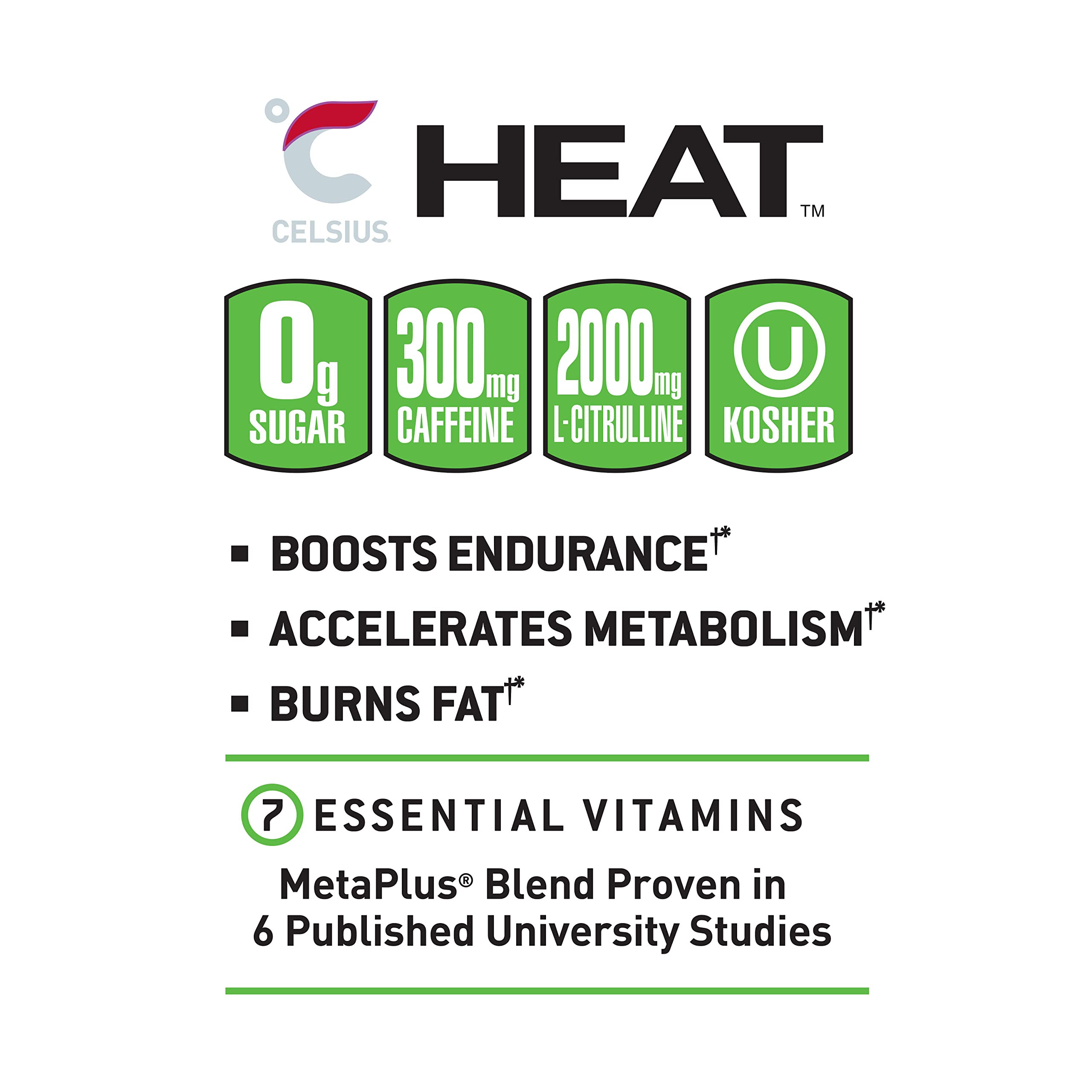 CELSIUS HEAT Performance Energy Drink, Cherry Lime, 16 Fl Oz (Pack of 12) CELSIUSBuy Supplements Australia