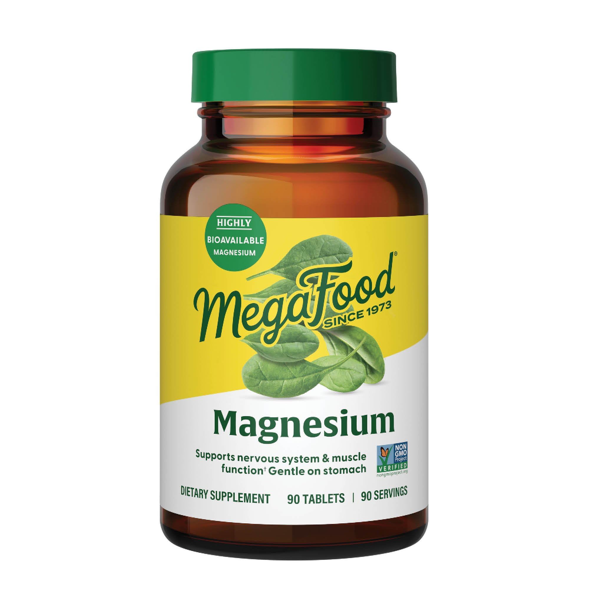 Megafood Magnesium Supplement with Fermented Magnesium Glycinate - Chelated - Supports Heart & Nervous System - Vegan Gluten-Free Non-GMO Kosher - Made Without 9 Food Allergens - 90 Tablets MegaFoodBuy Supplements Australia
