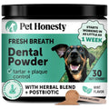 Dog Breath Freshener Dental Powder for Teeth Cleaning Plaque Off, Dental Care for Dogs, Tartar Remover for Teeth with Natural Herbal Blend + Postbiotics (Mint - 30 Servings) Pet HonestyBuy Supplements Australia
