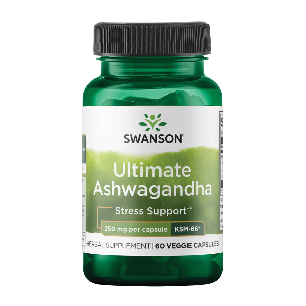 Swanson Ultimate Ashwagandha KSM-66 - Herbal Supplement Supporting Healthy Stress Levels & Relaxation - Natural Formula to Promote a Calm & Relaxed Mindset - (60 Veggie Capsules, 250mg Each) SwansonBuy Supplements Australia